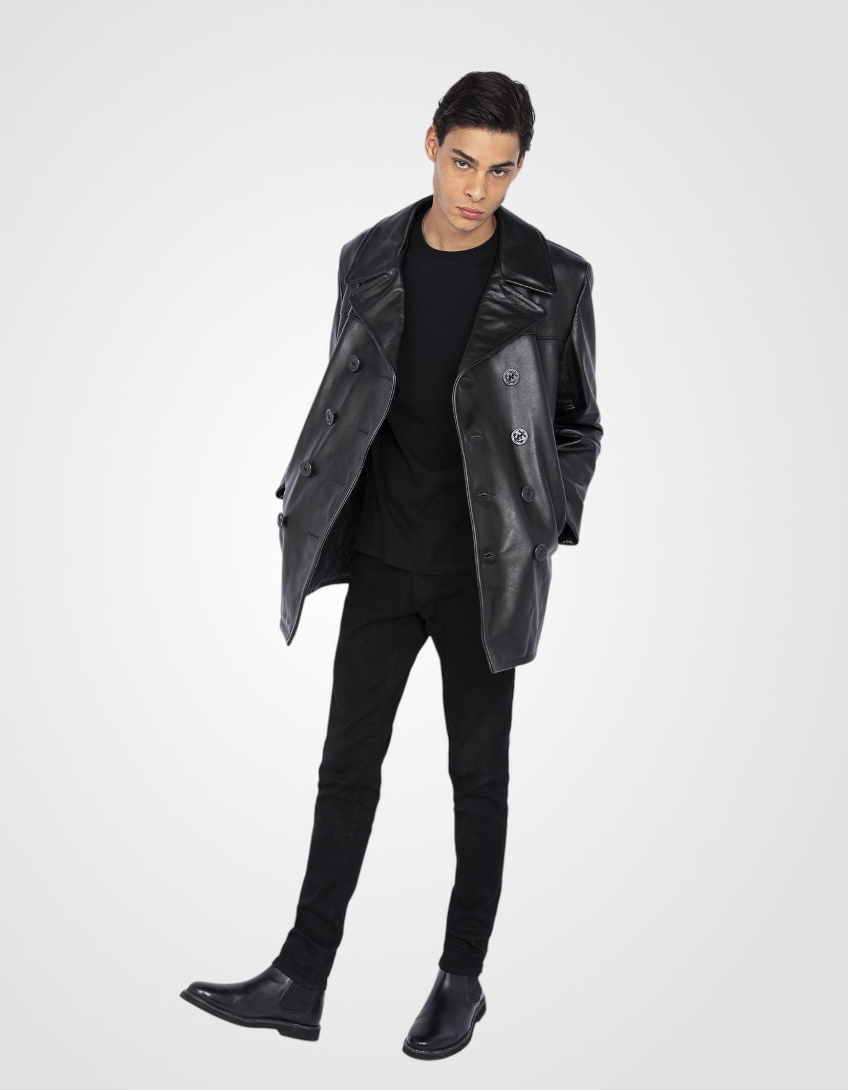 Iconic peacoat, cowhide leather-4