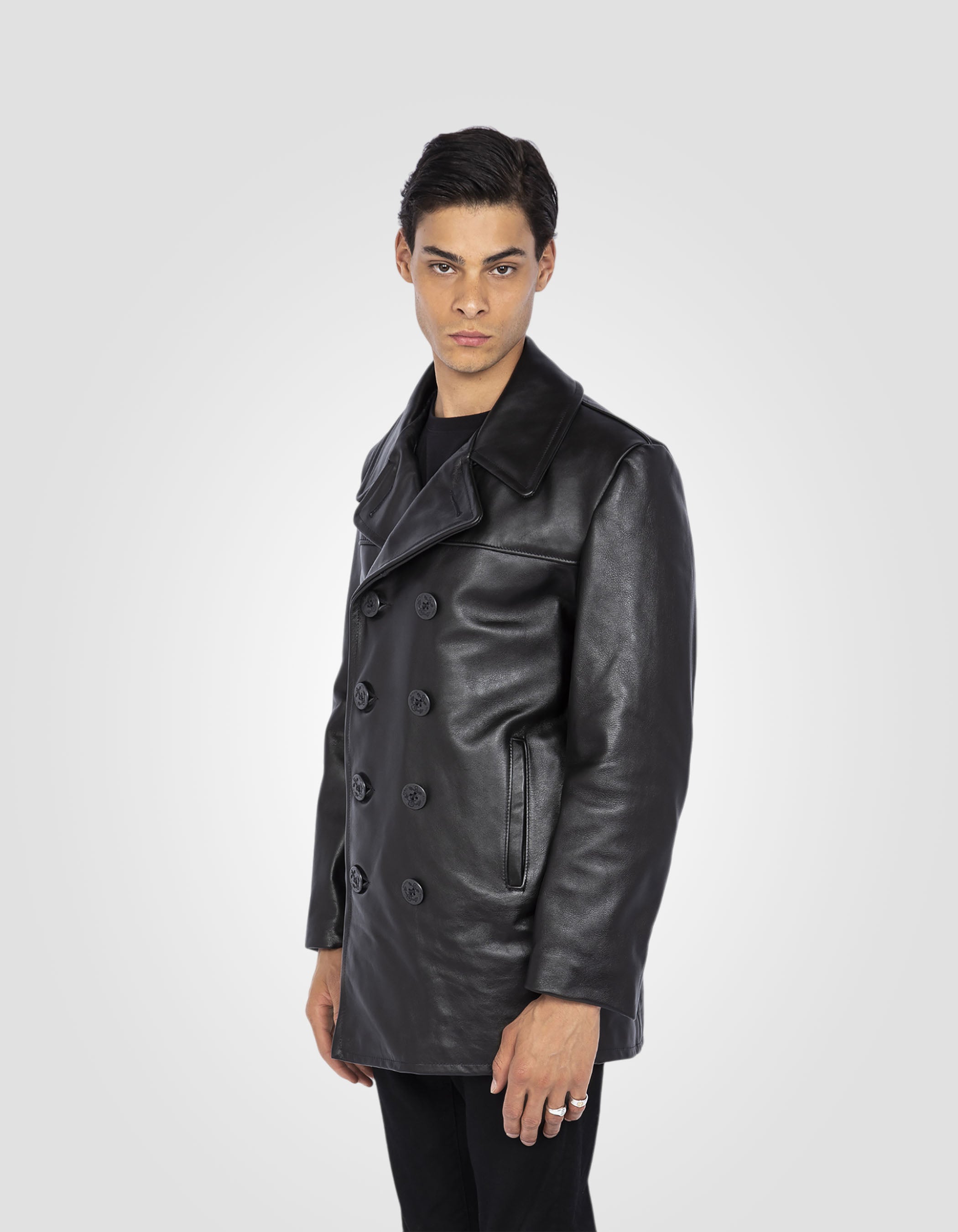 Iconic peacoat, cowhide leather-3