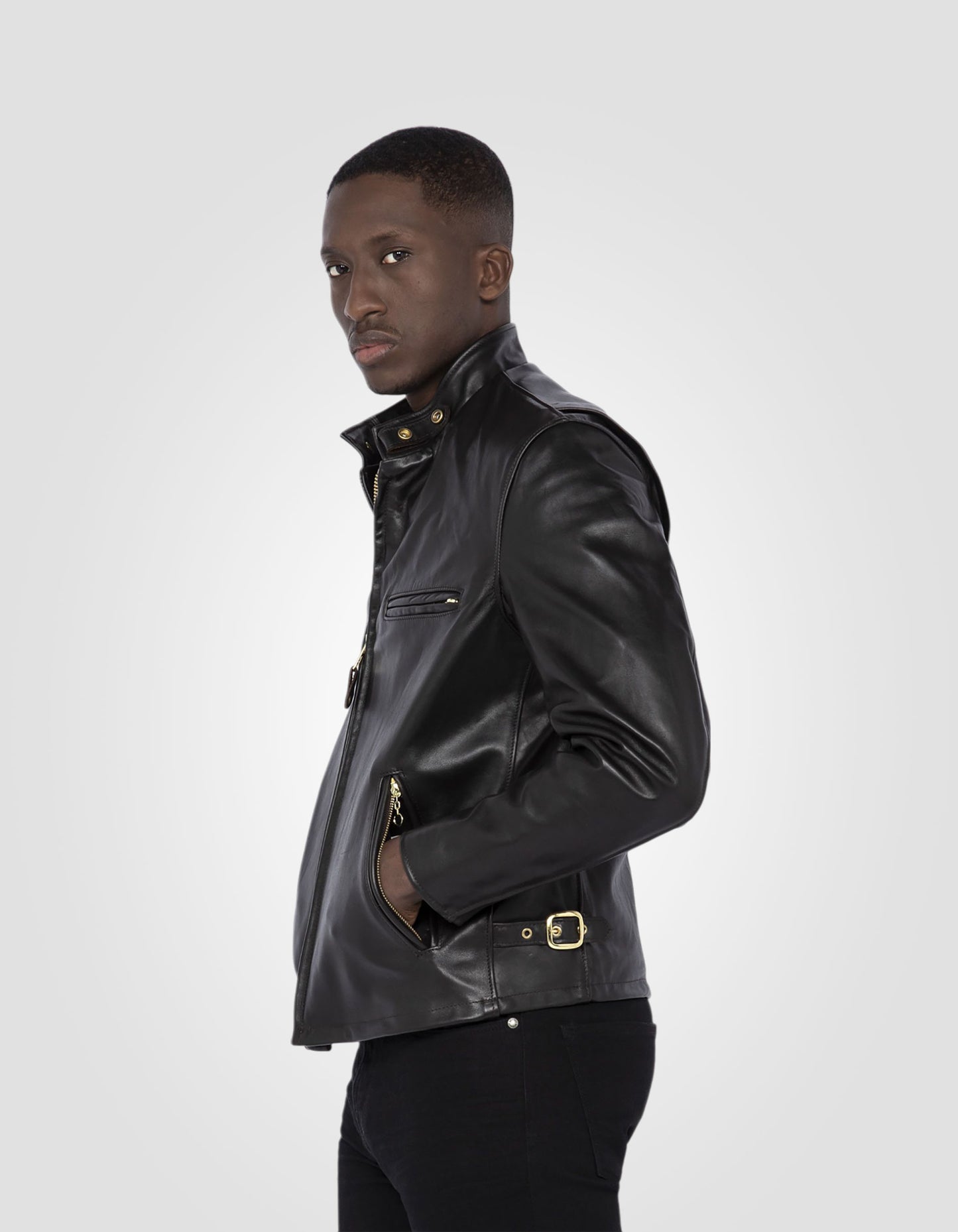 Iconic café racer biker Jacket, cowhide leather