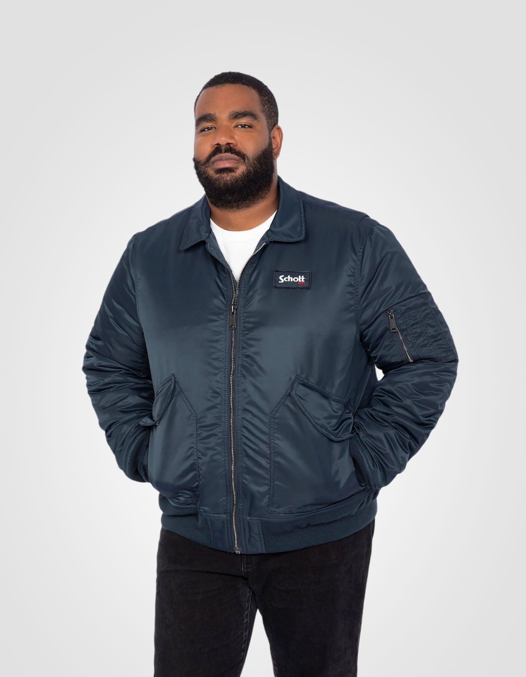 Recycled Nylon CWU Bomber jacket, slim fit, plus size-4