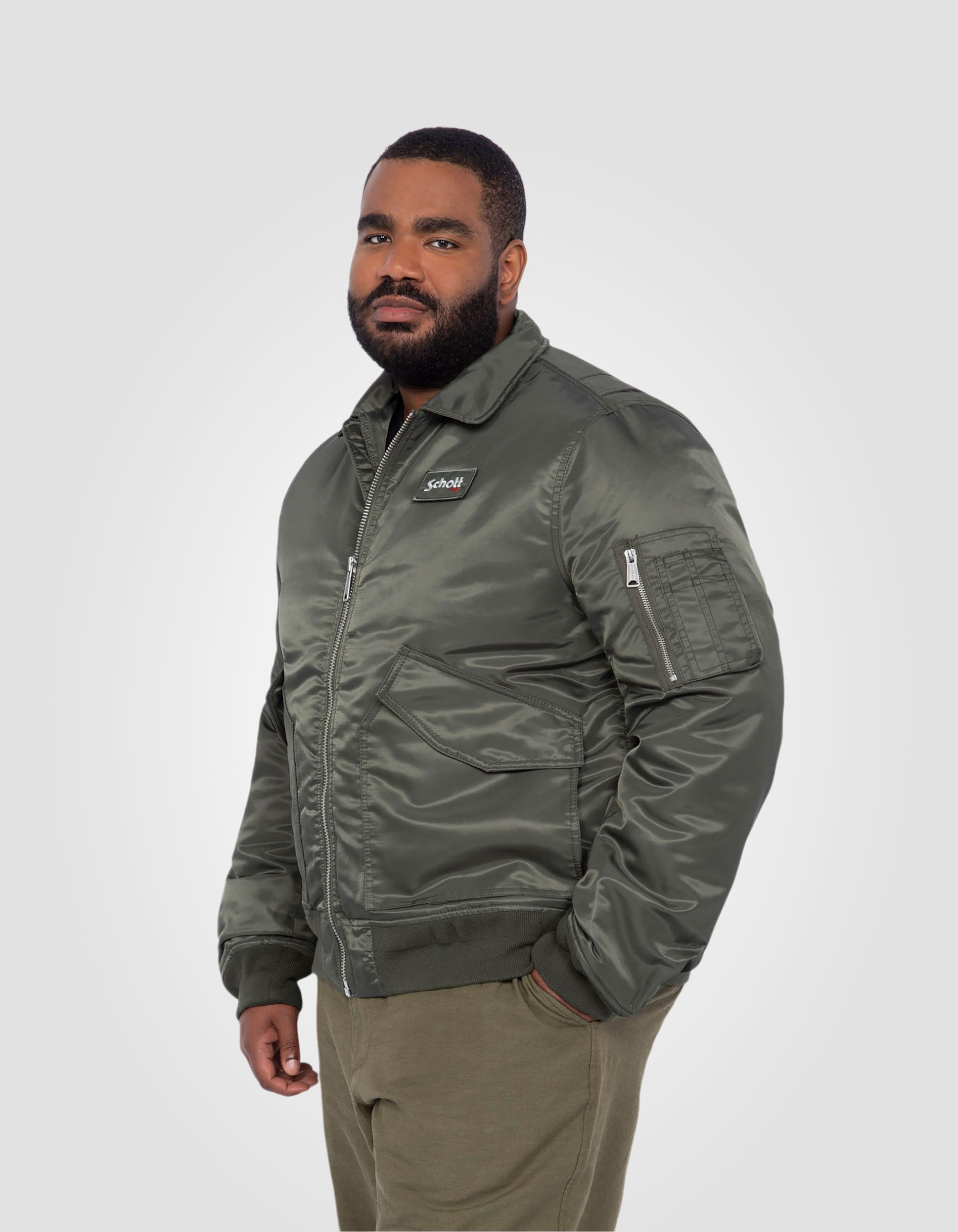 Recycled Nylon CWU Bomber jacket, slim fit, plus size-4