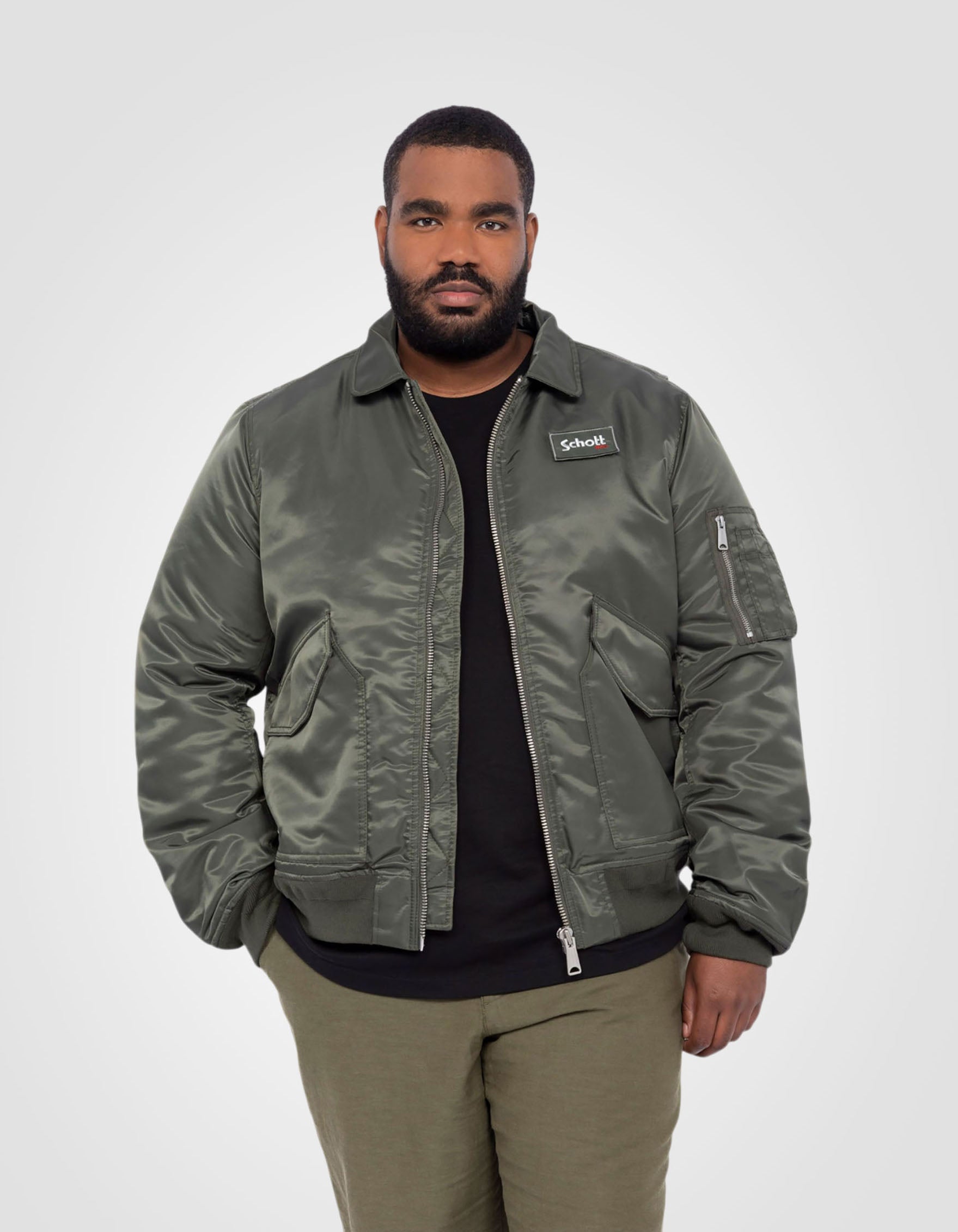 Recycled Nylon CWU Bomber jacket, slim fit, plus size-3