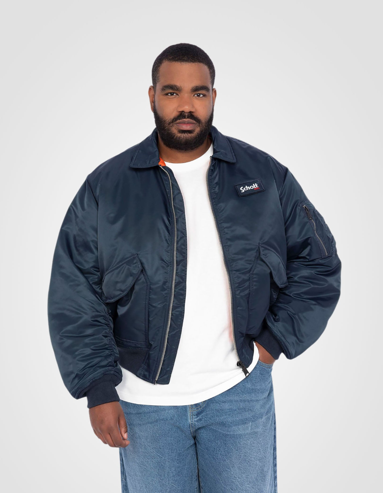 Recycled Nylon CWU 90's Bomber jacket, plus size, oversize fit-4