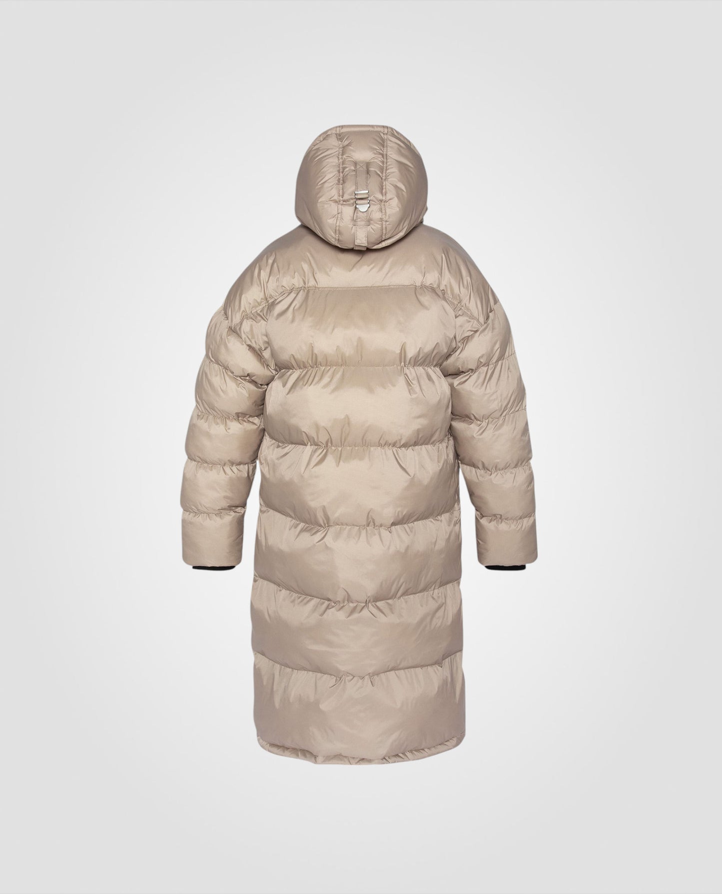 Extra long hooded puffer jacket