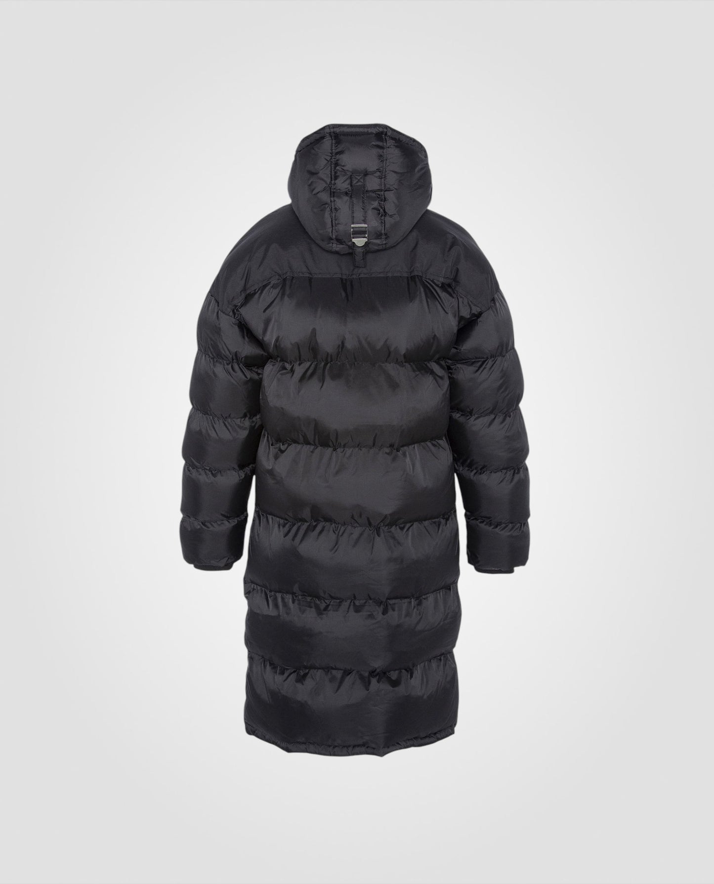 Extra long hooded puffer jacket