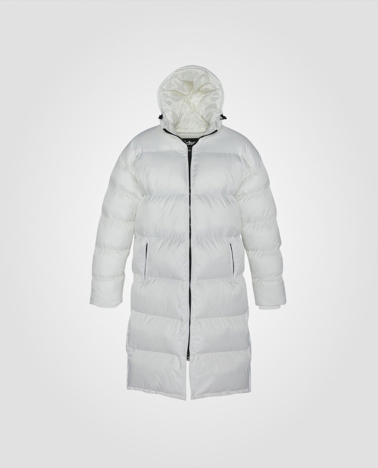 Extra long hooded puffer jacket