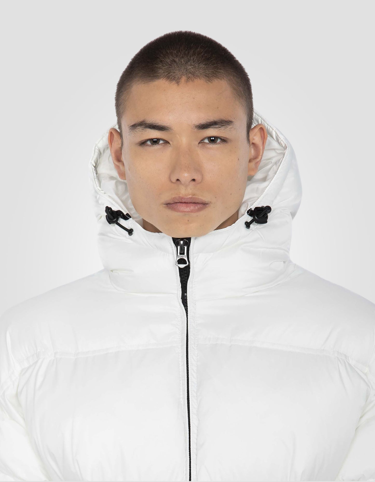 Extra long hooded puffer jacket