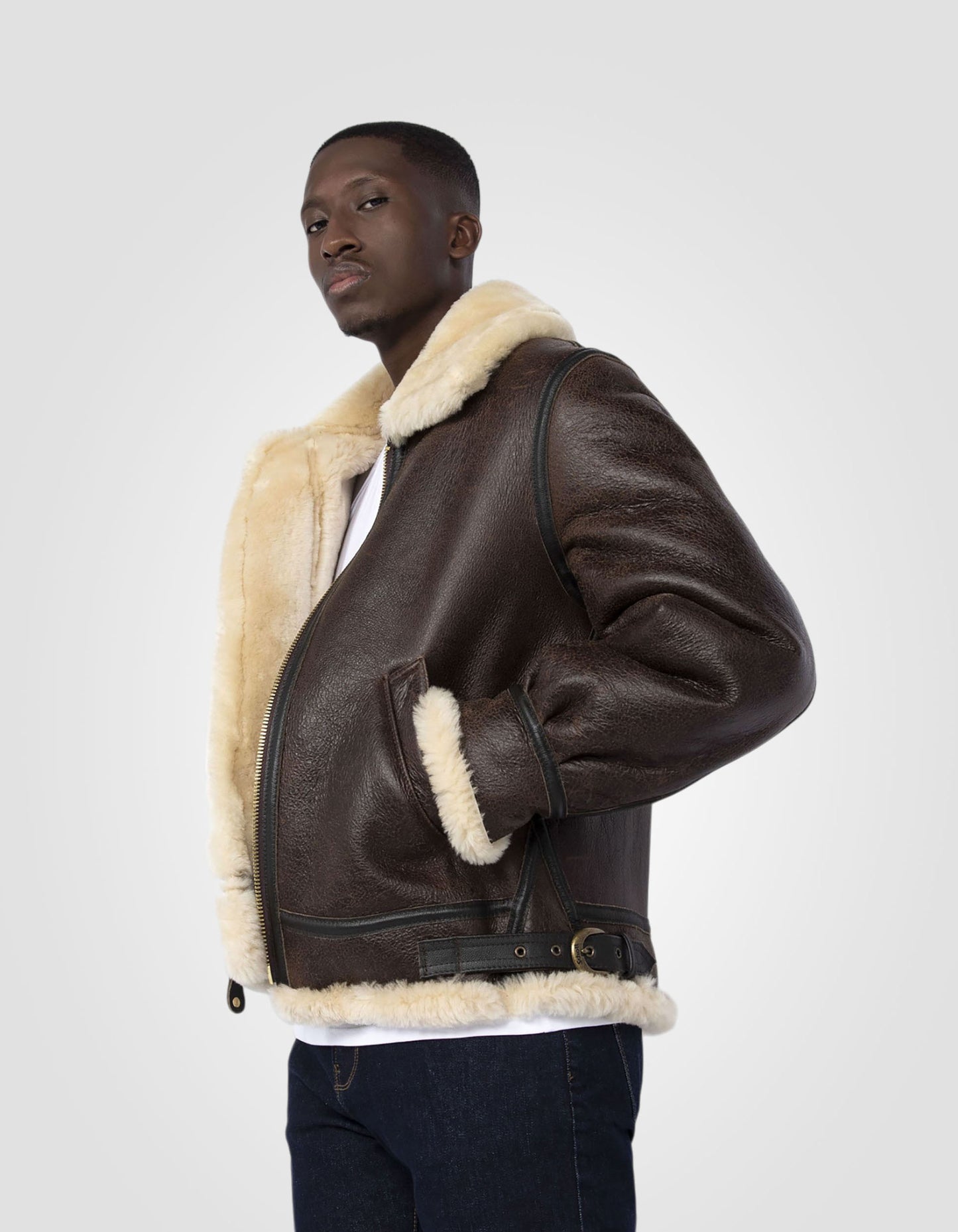 Iconic B-3 bomber jacket, sheepskin leather