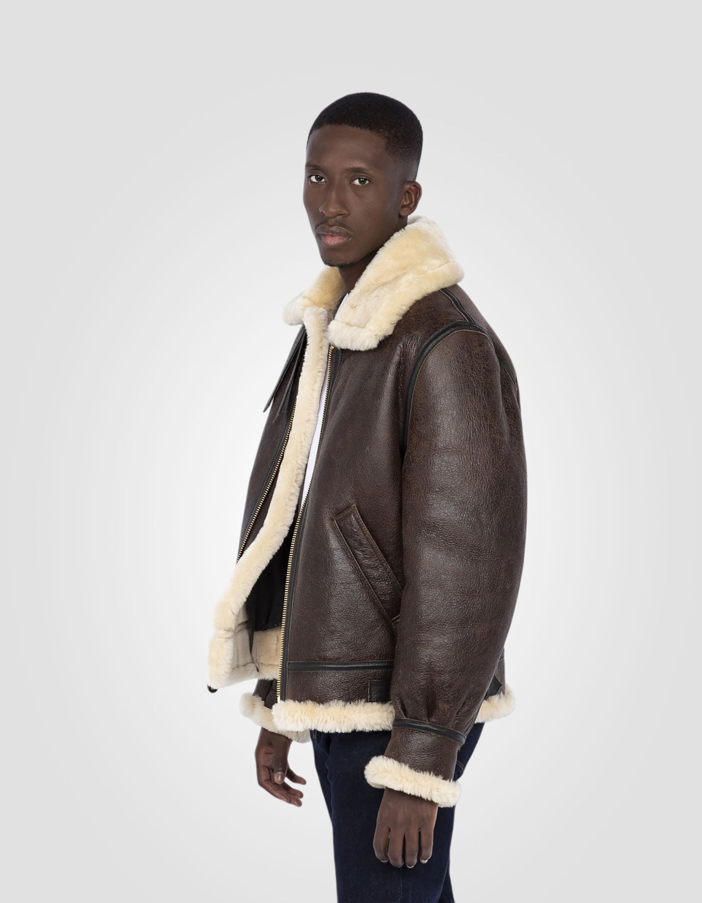 Iconic B-3 bomber jacket, sheepskin leather