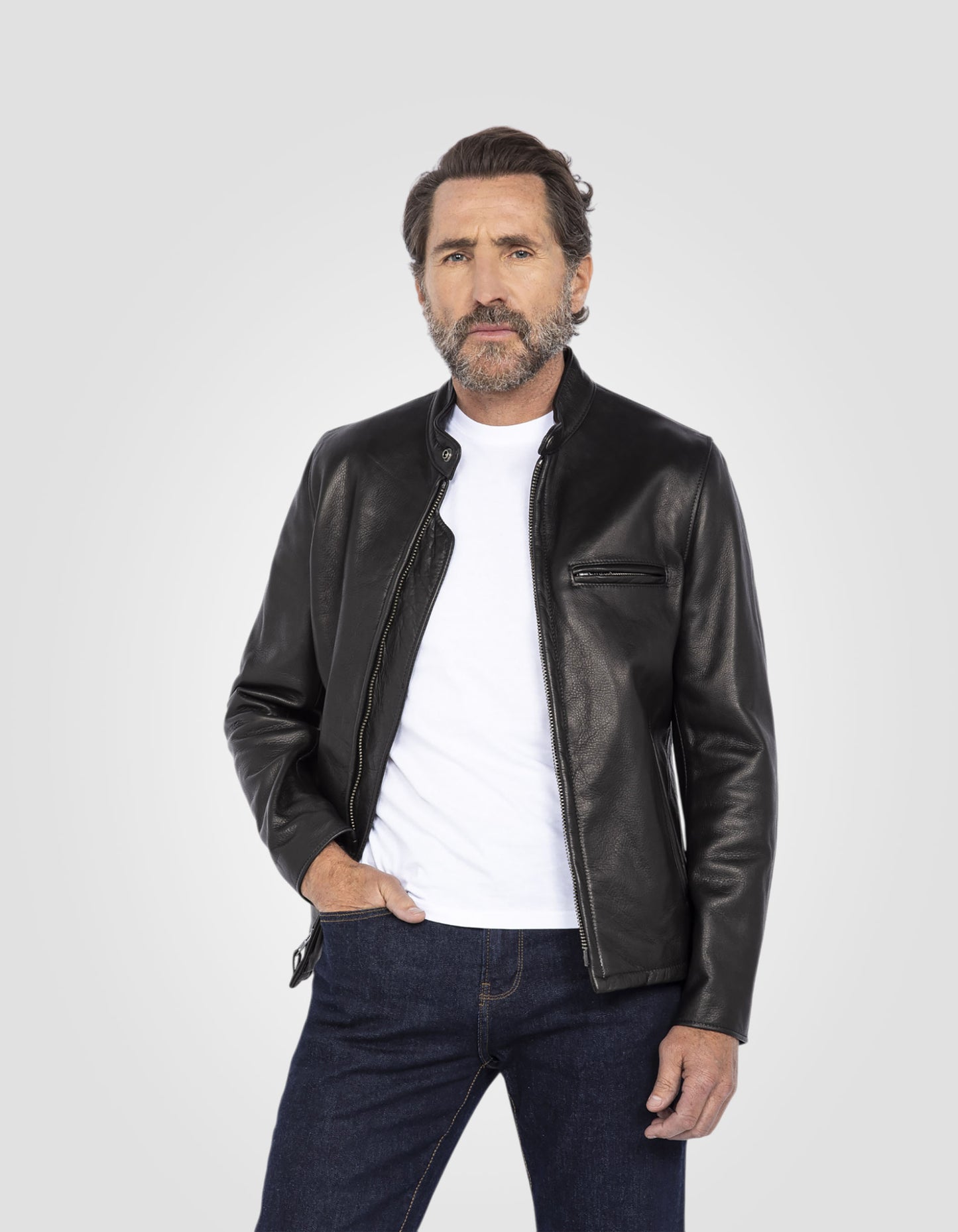 Blouson motard mythique USA, cuir de vachette