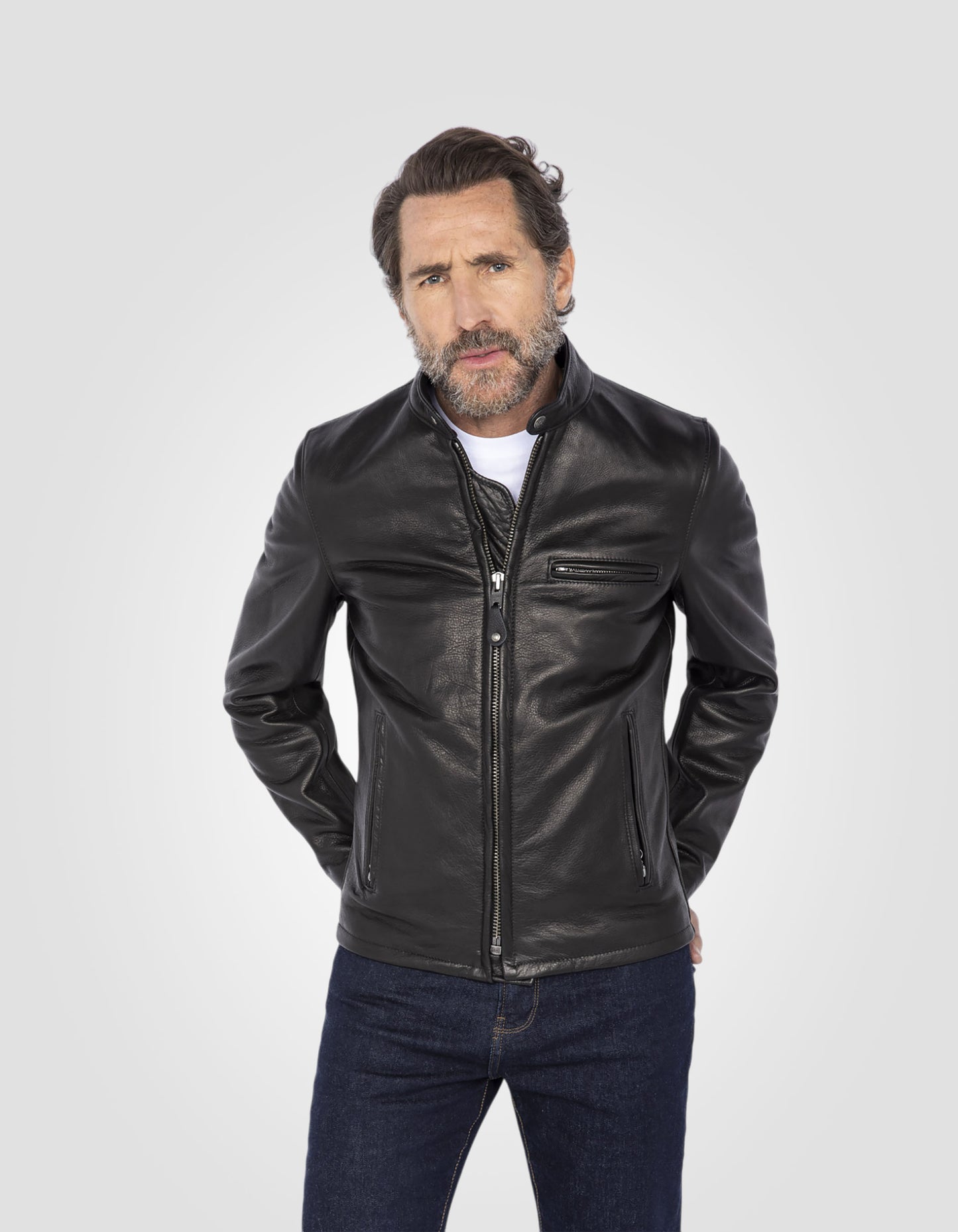 Blouson motard mythique USA, cuir de vachette