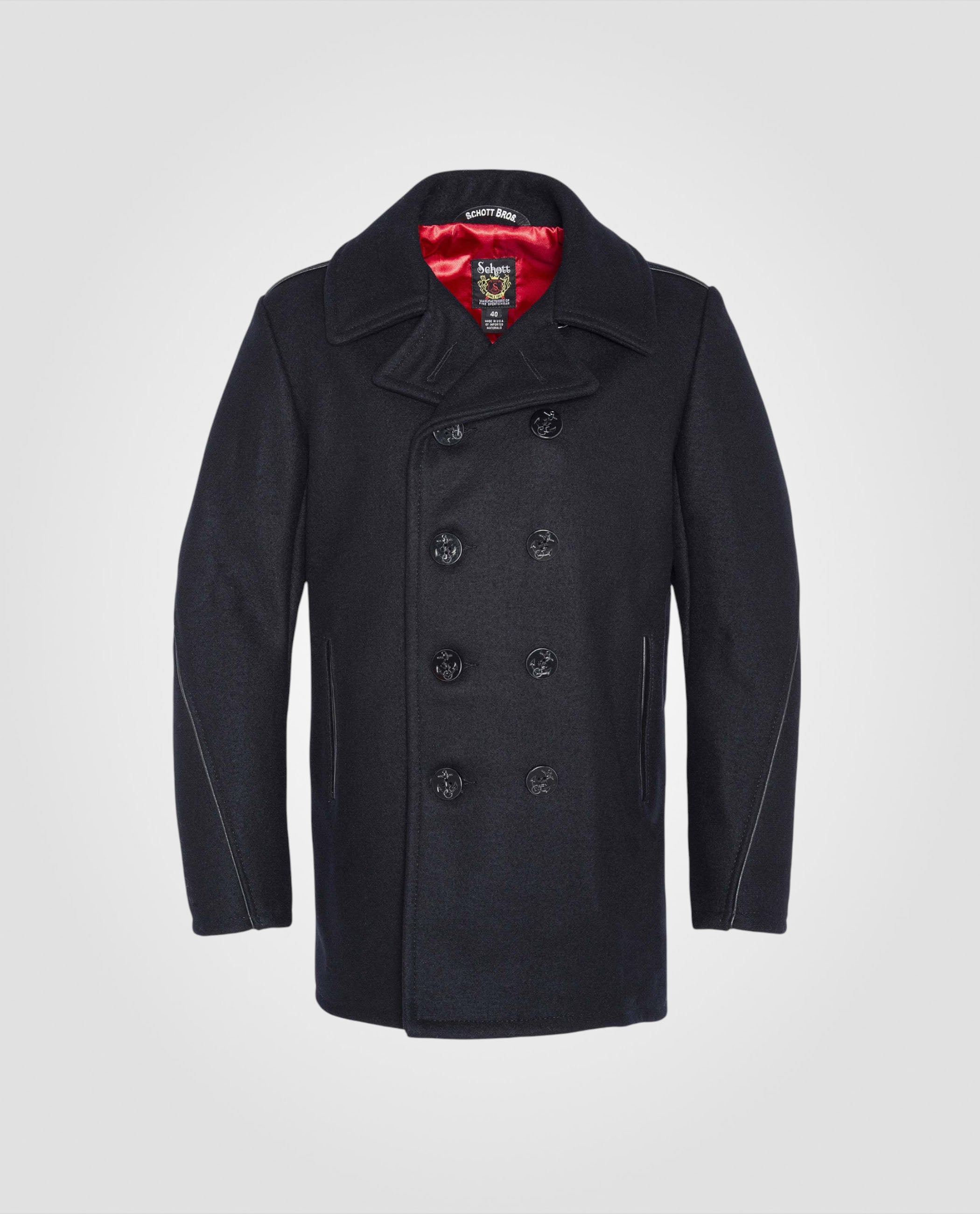 Wool blend peacoat, satin red lining, mythical USA-2