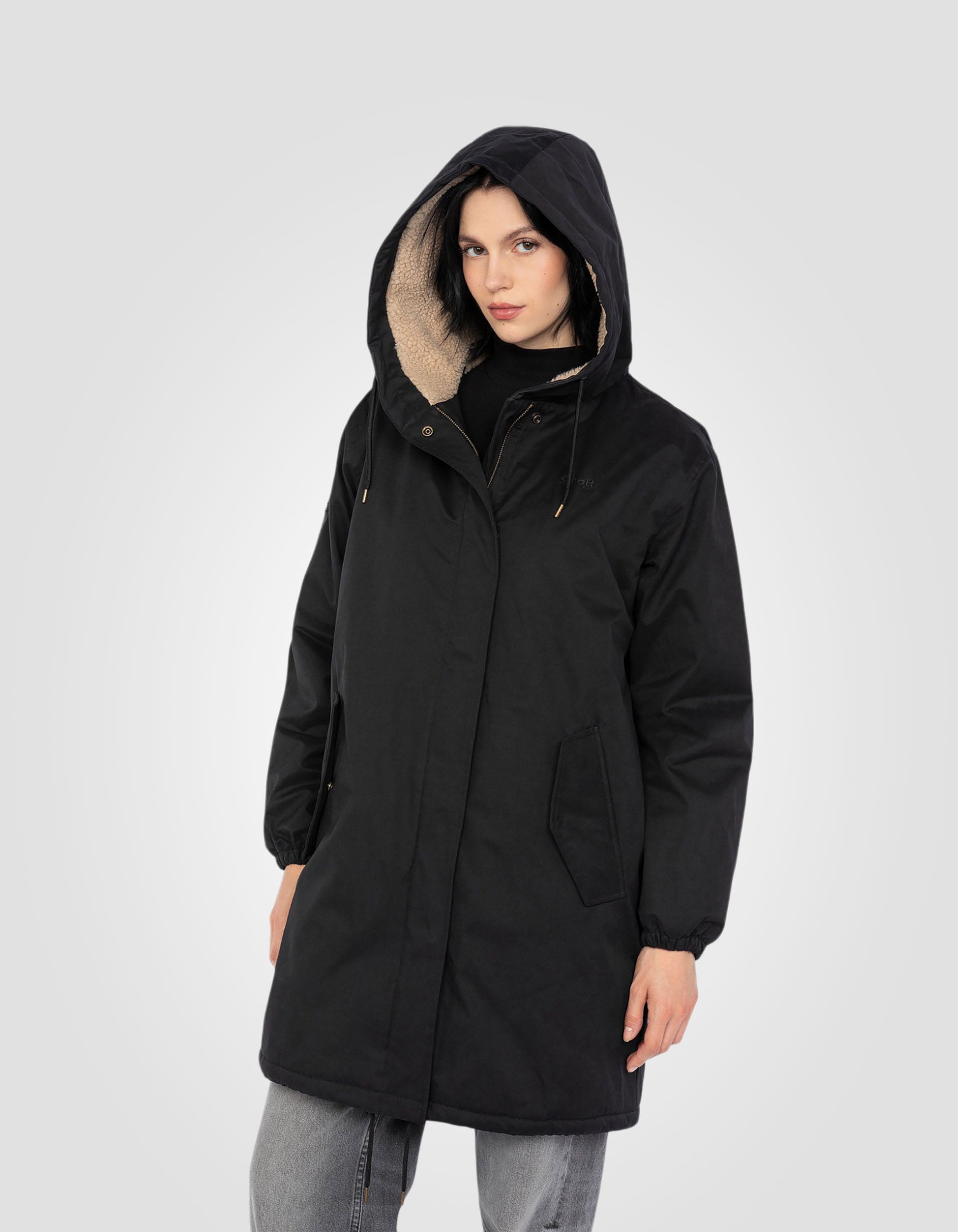 Oversized hooded parka with sherpa lining-5