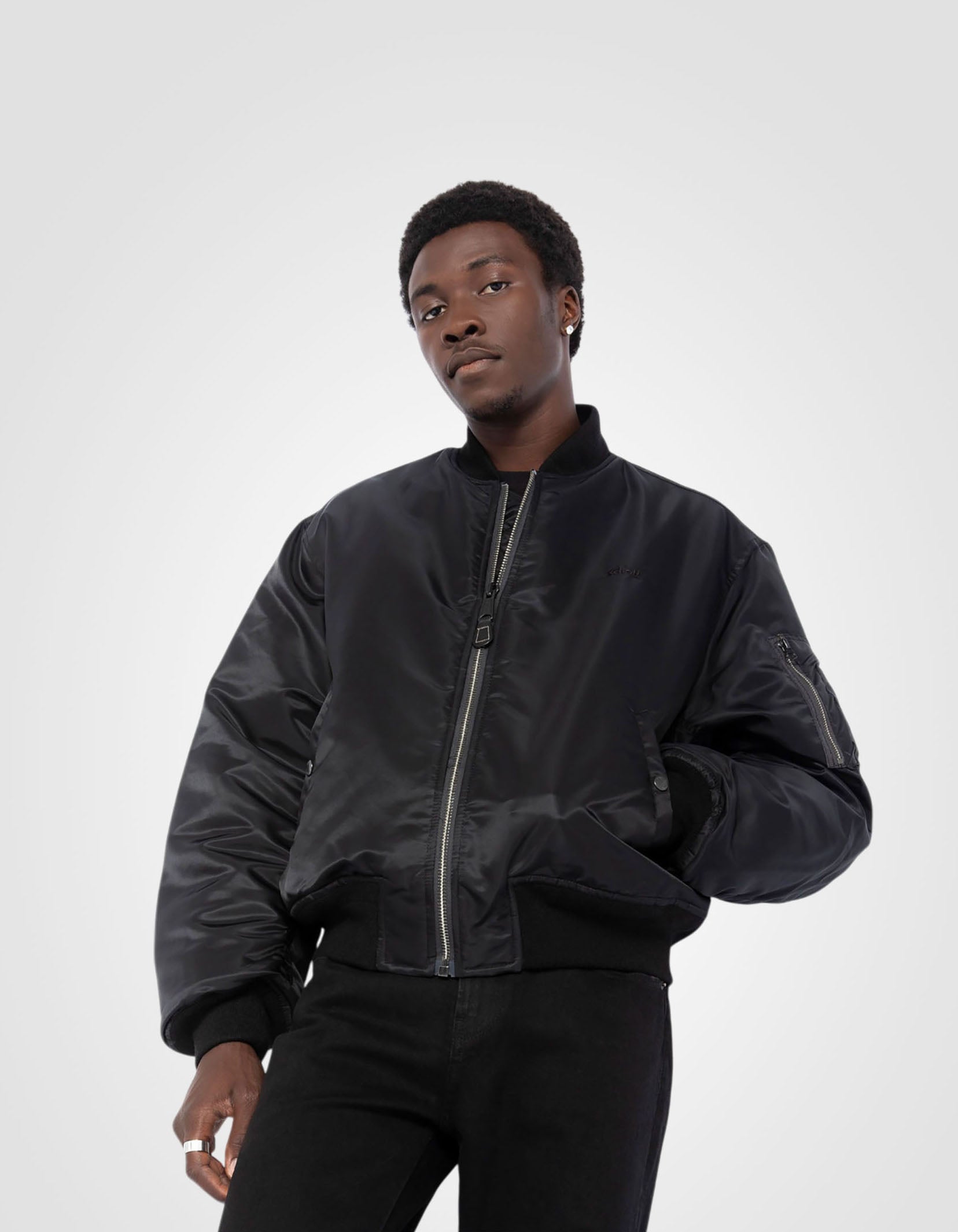 Recycled Nylon MA-1 90's bomber jacket, oversize fit-3