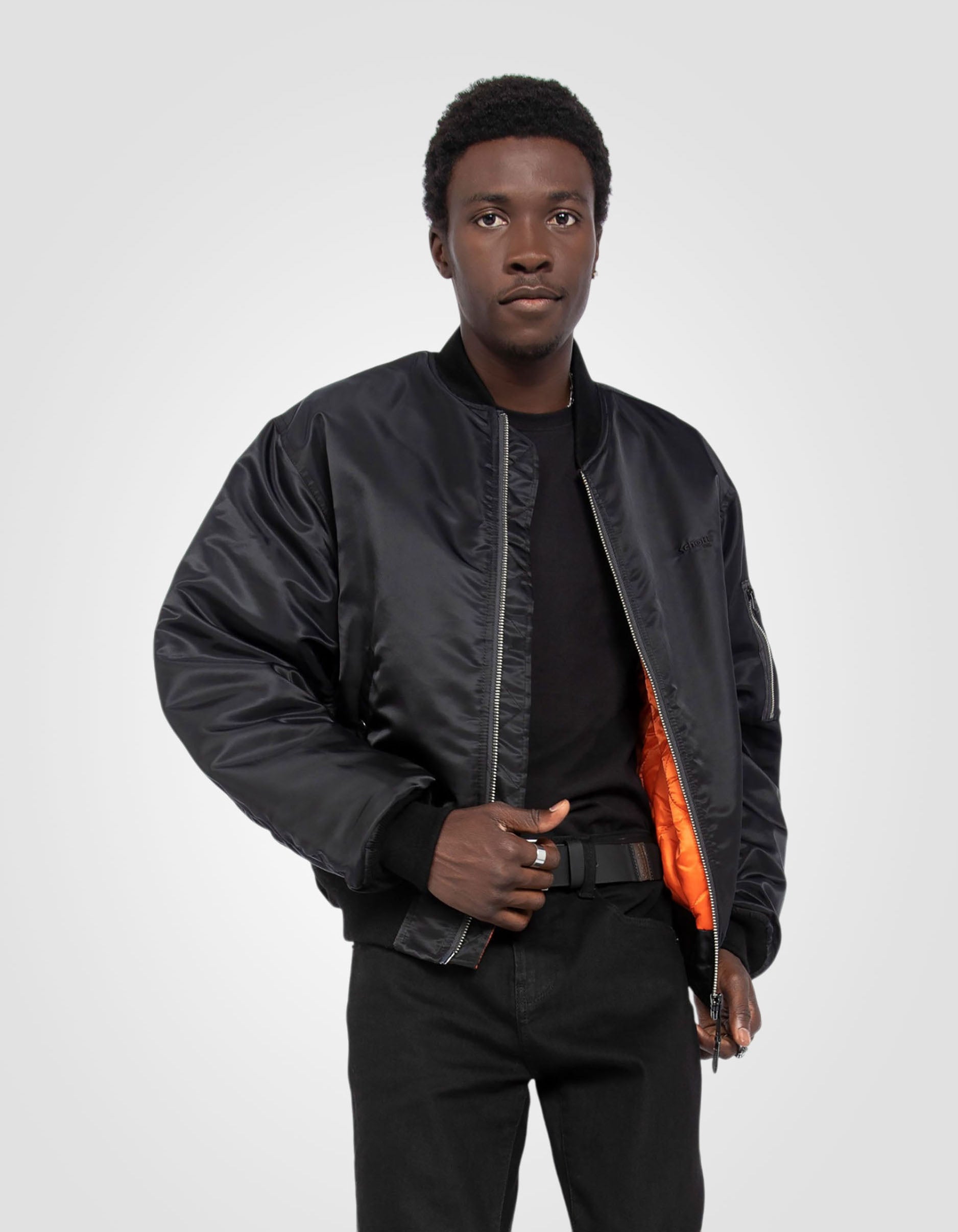 Recycled Nylon MA-1 90's bomber jacket, oversize fit-4