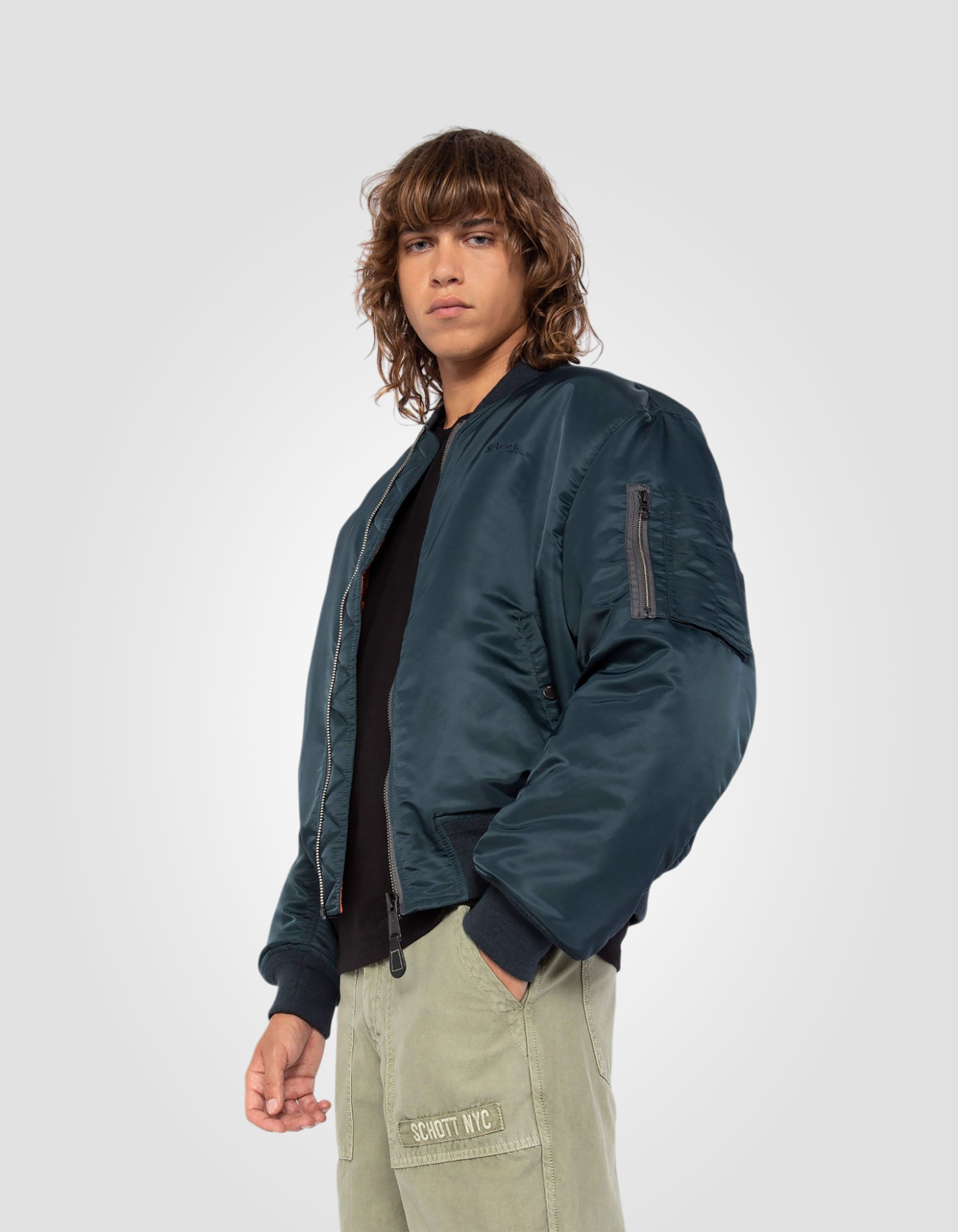 Recycled Nylon MA-1 90's bomber jacket, oversize fit-3