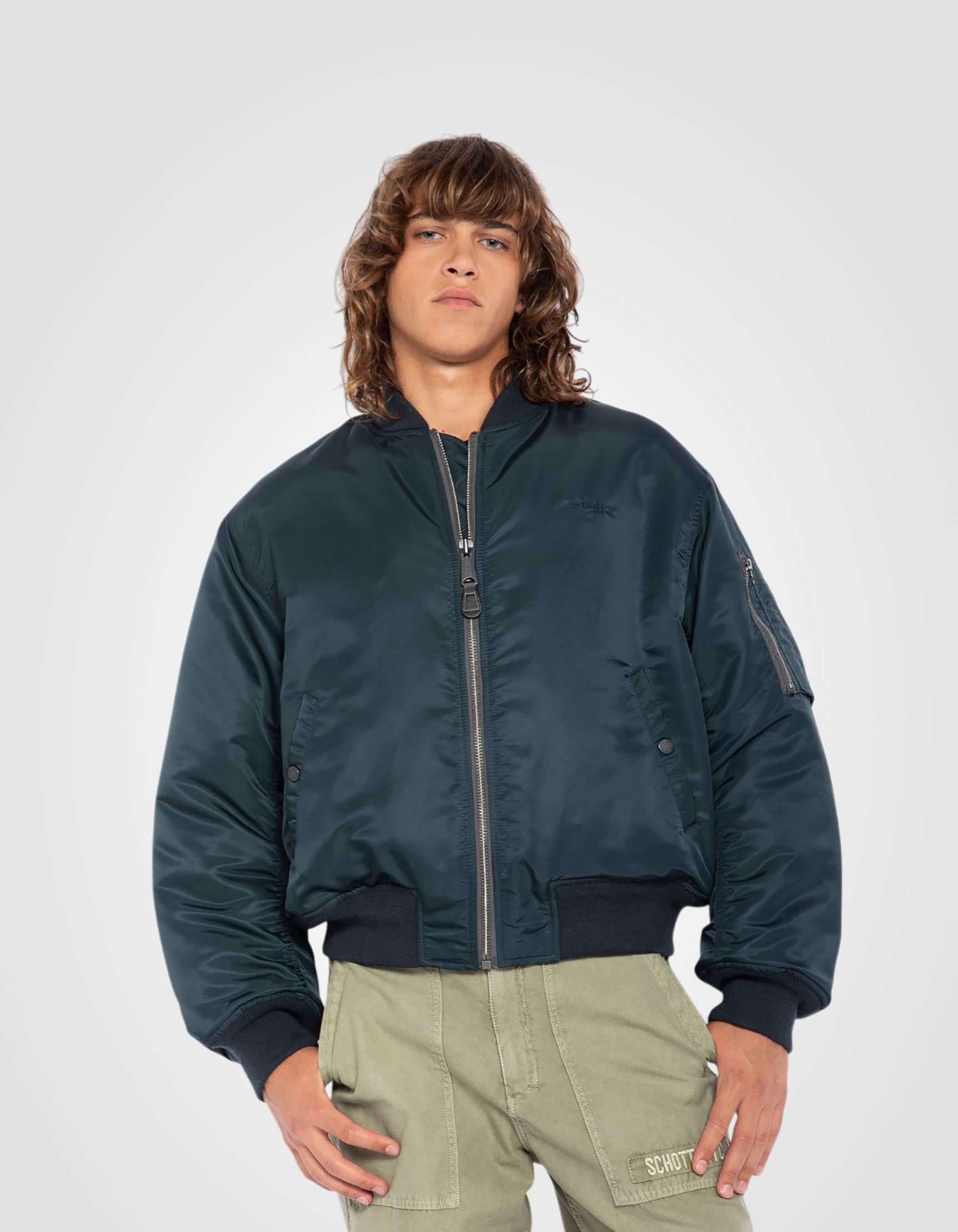 Recycled Nylon MA-1 90's bomber jacket, oversize fit-4