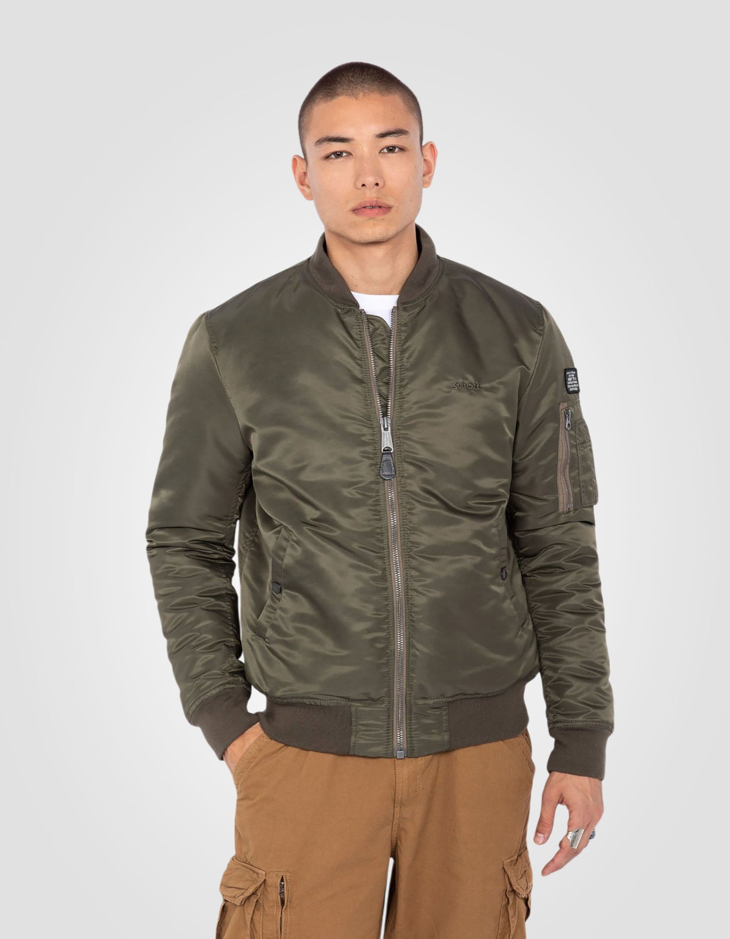 Recycled Nylon MA-1 bomber jacket, slim fit