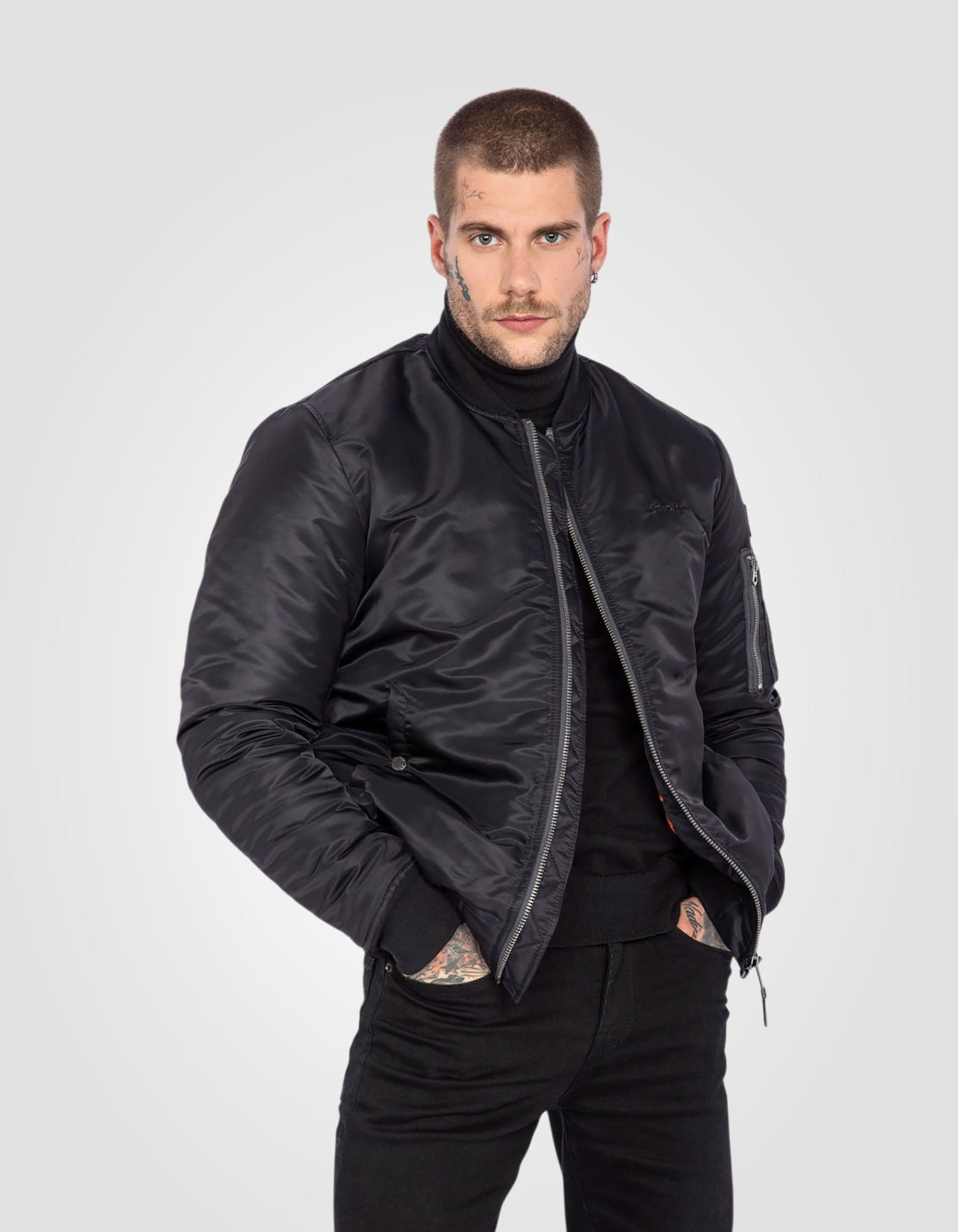 Recycled Nylon MA-1 bomber jacket, slim fit