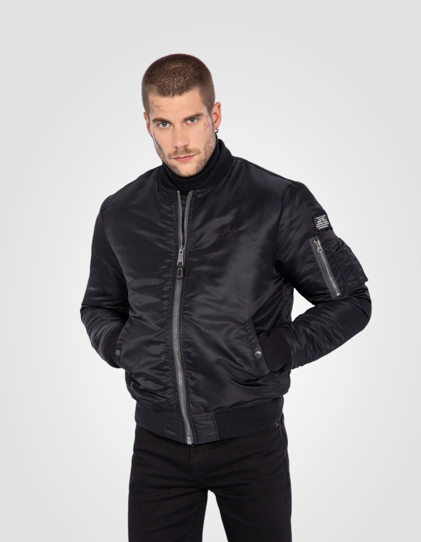 Recycled Nylon MA-1 bomber jacket, slim fit