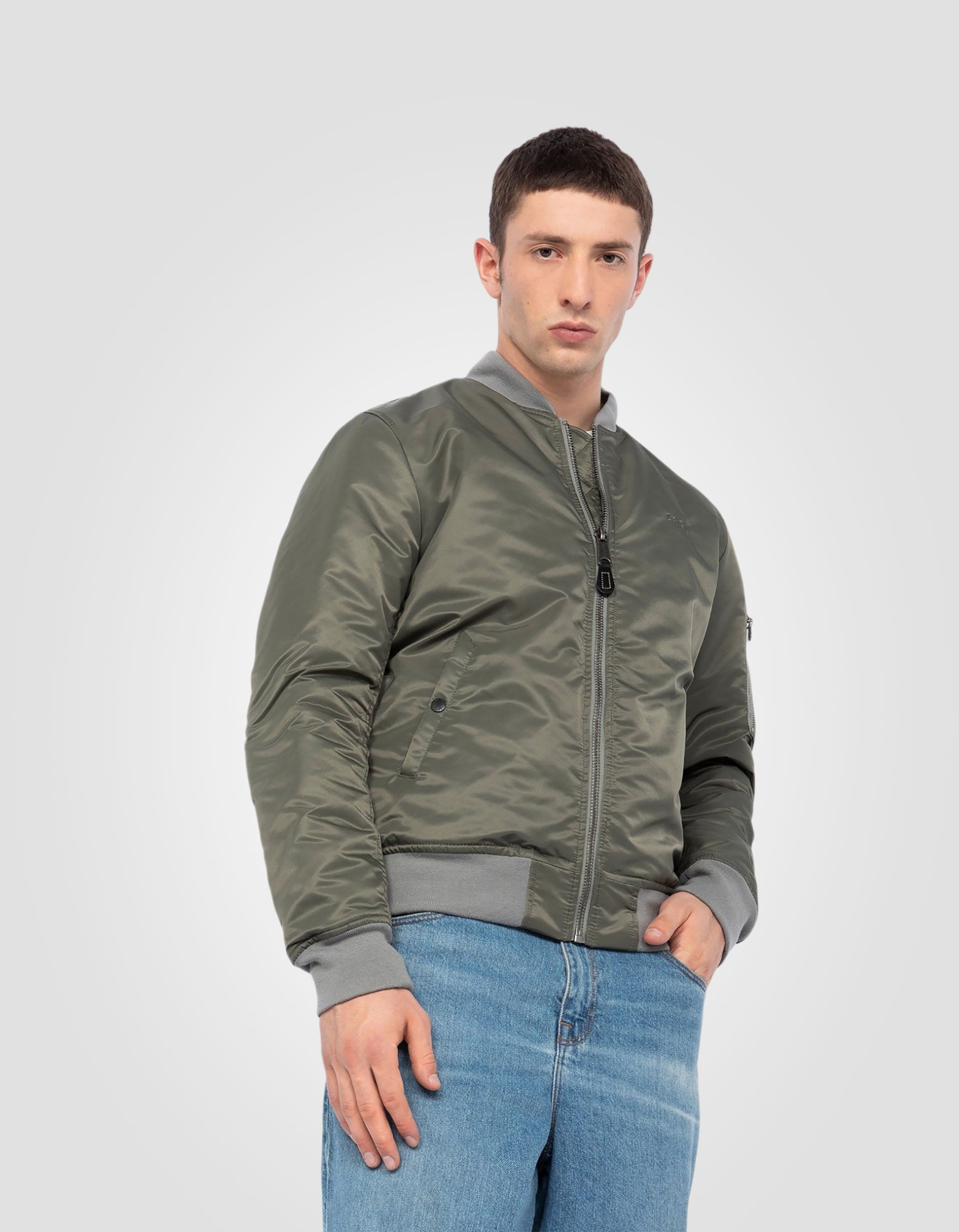 Recycled Nylon MA-1 bomber jacket, slim fit-4