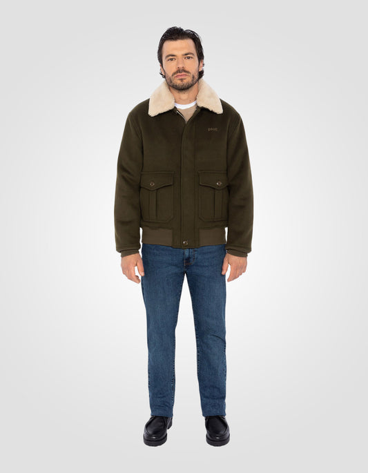 Wool blend pilot jacket