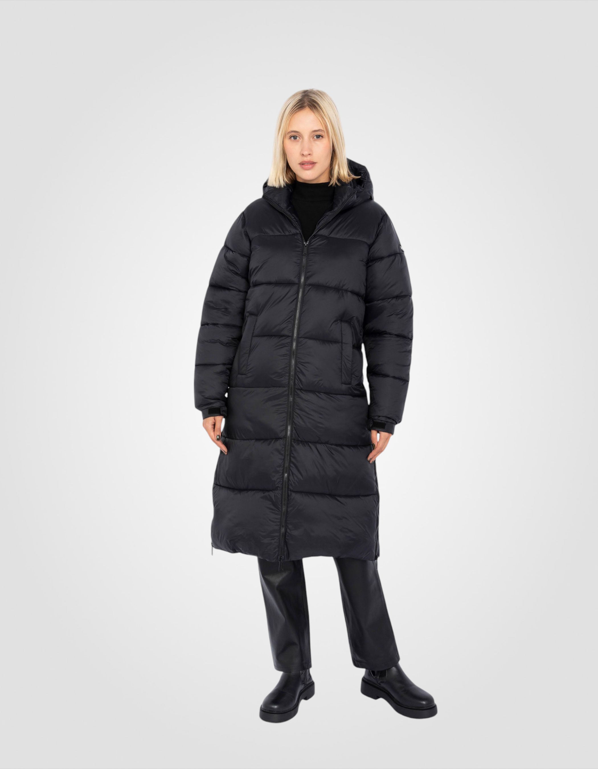 Extra long recycled nylon hooded Puffer jacket-1