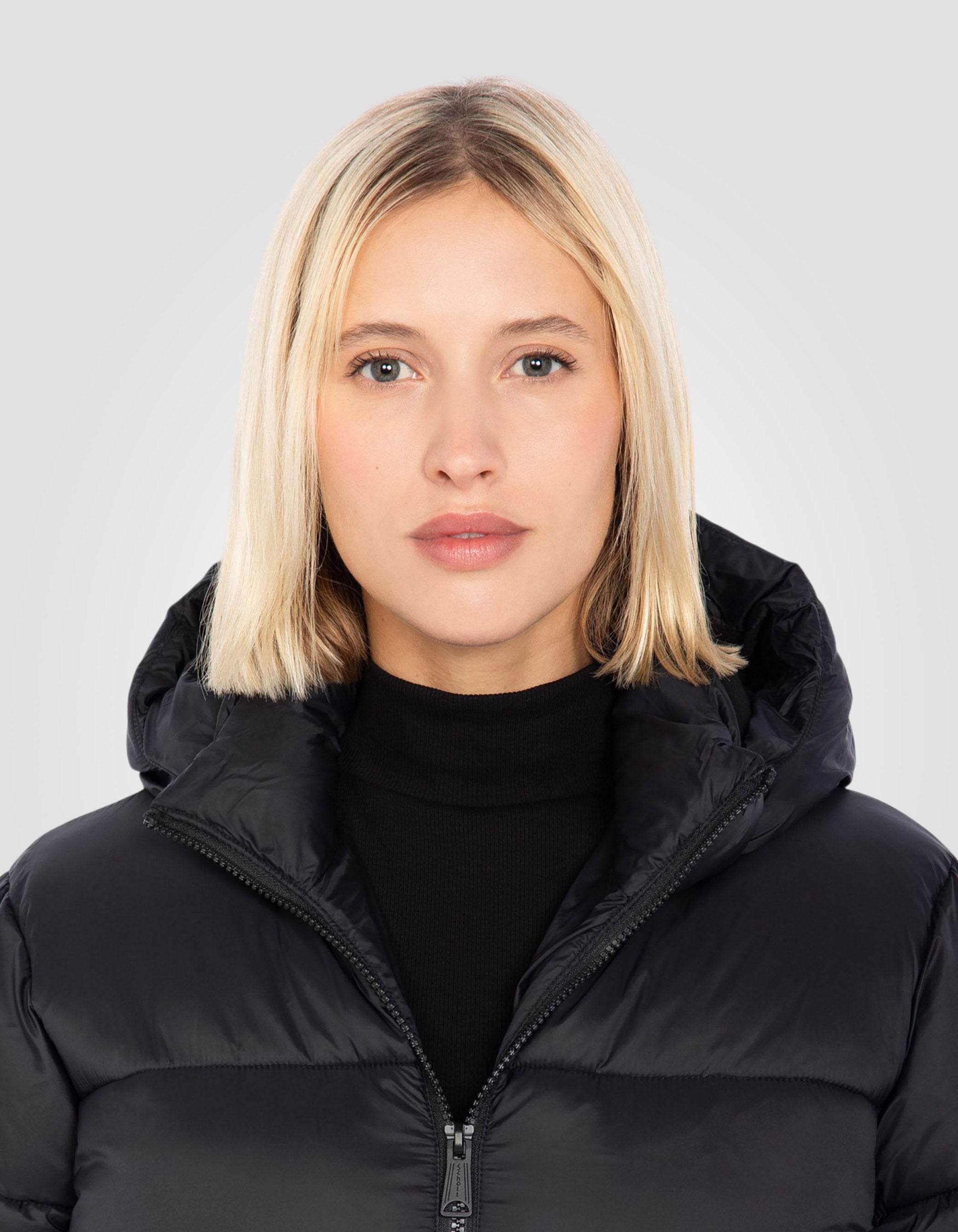 Extra long recycled nylon hooded Puffer jacket-5