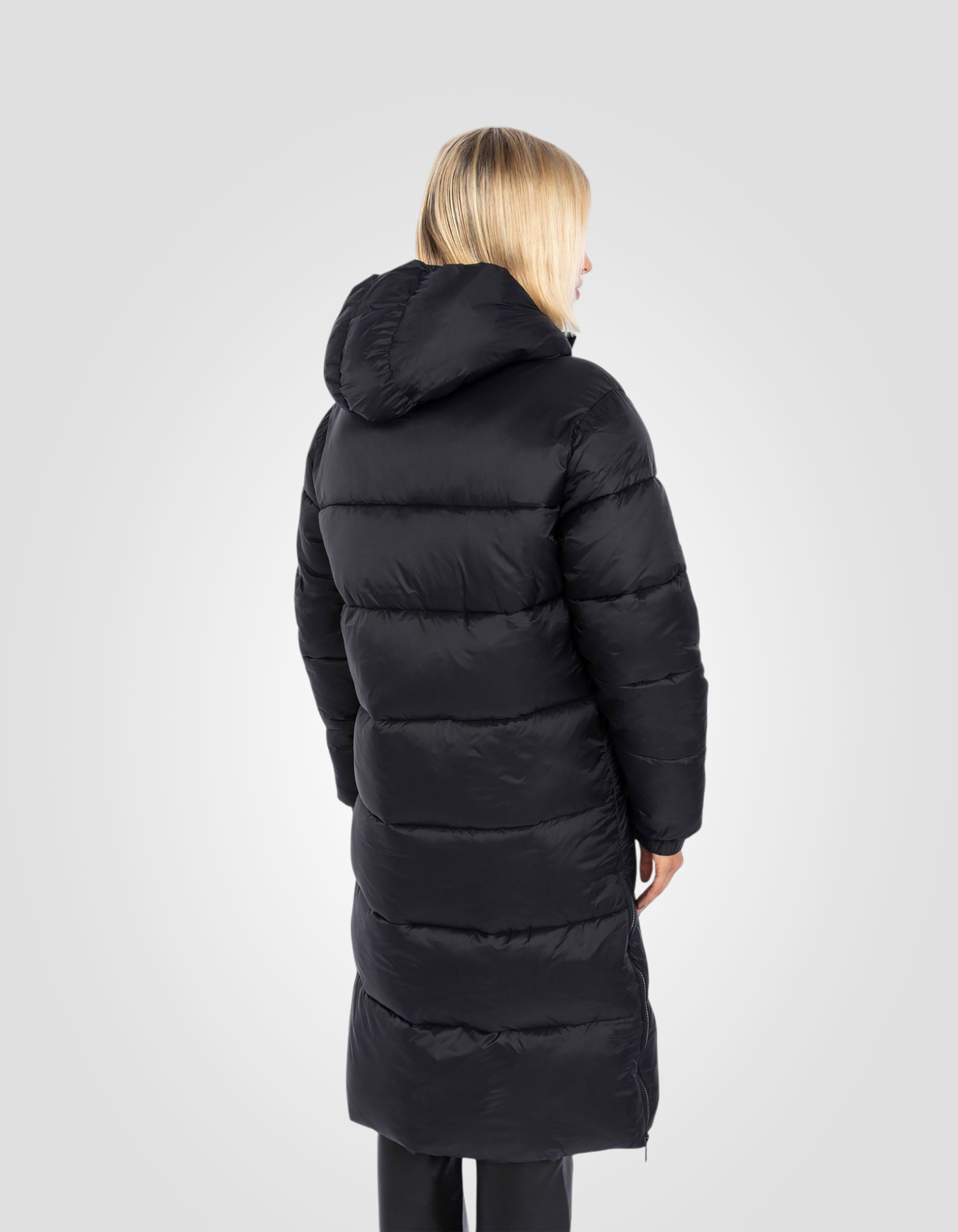 Extra long recycled nylon hooded Puffer jacket-6