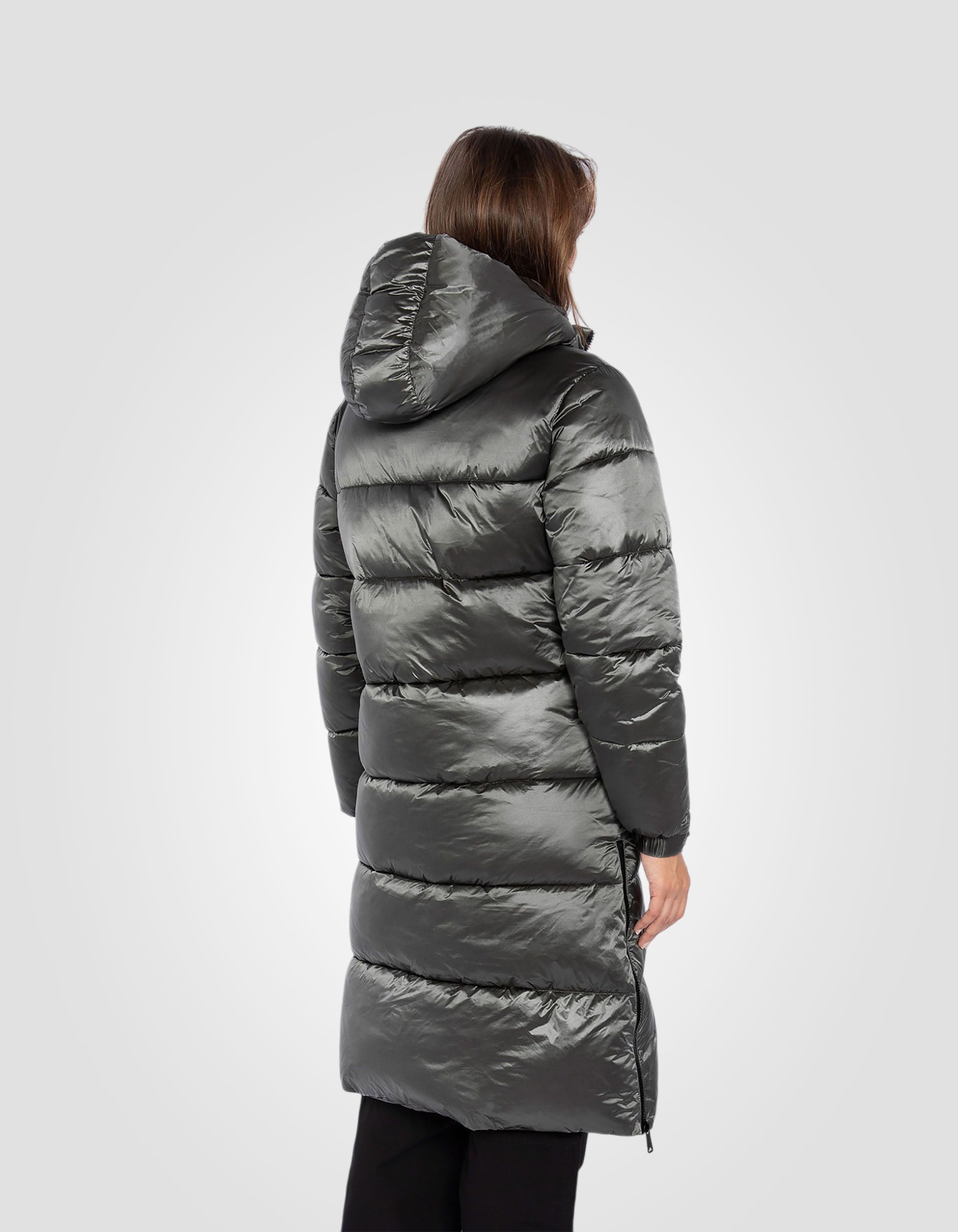 Extra long shiny hooded puffer jacket-6