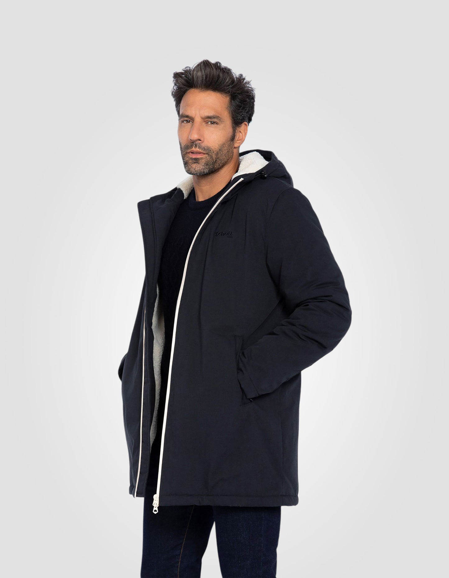 Langer Parka mit Sherpa-Futter