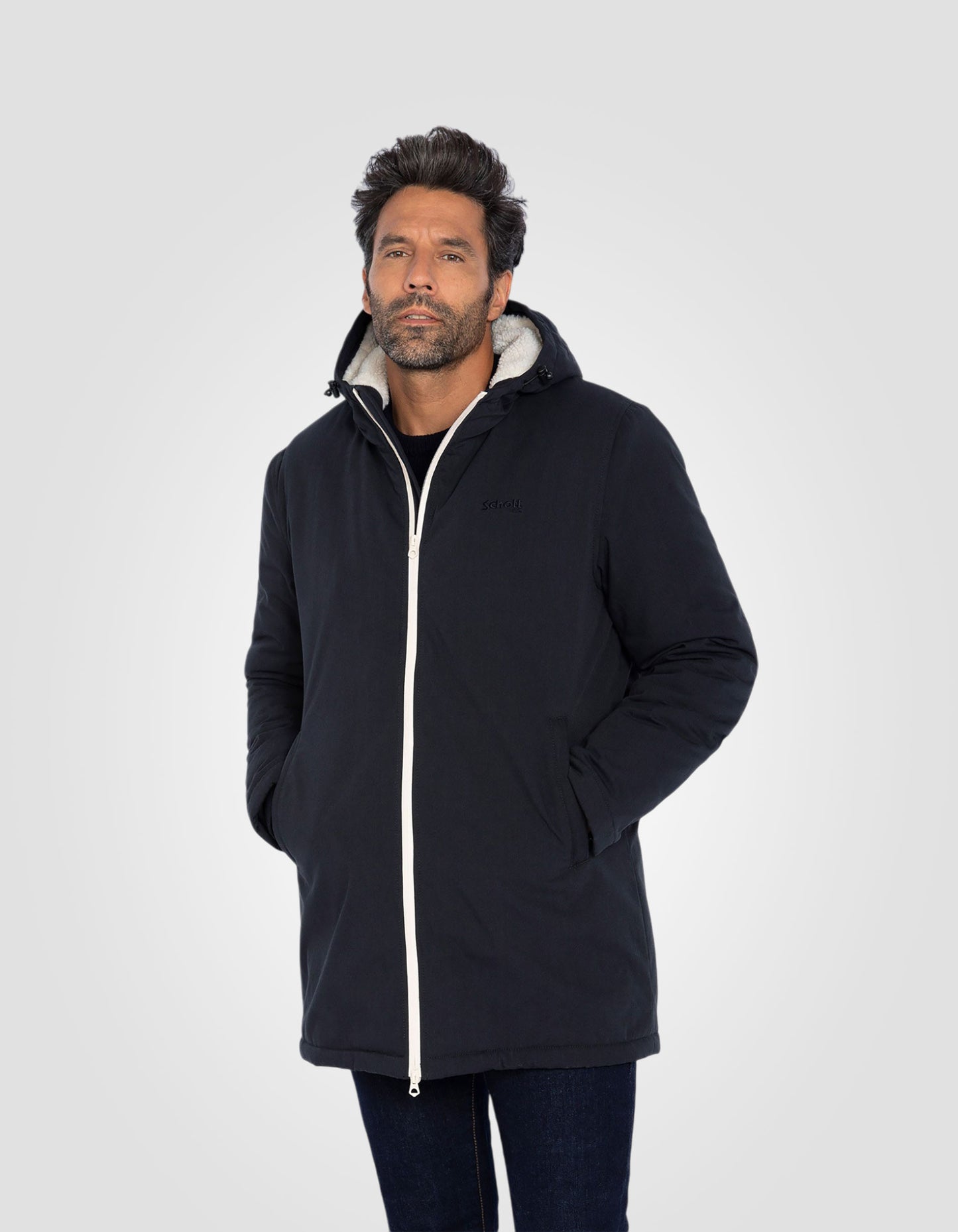 Langer Parka mit Sherpa-Futter