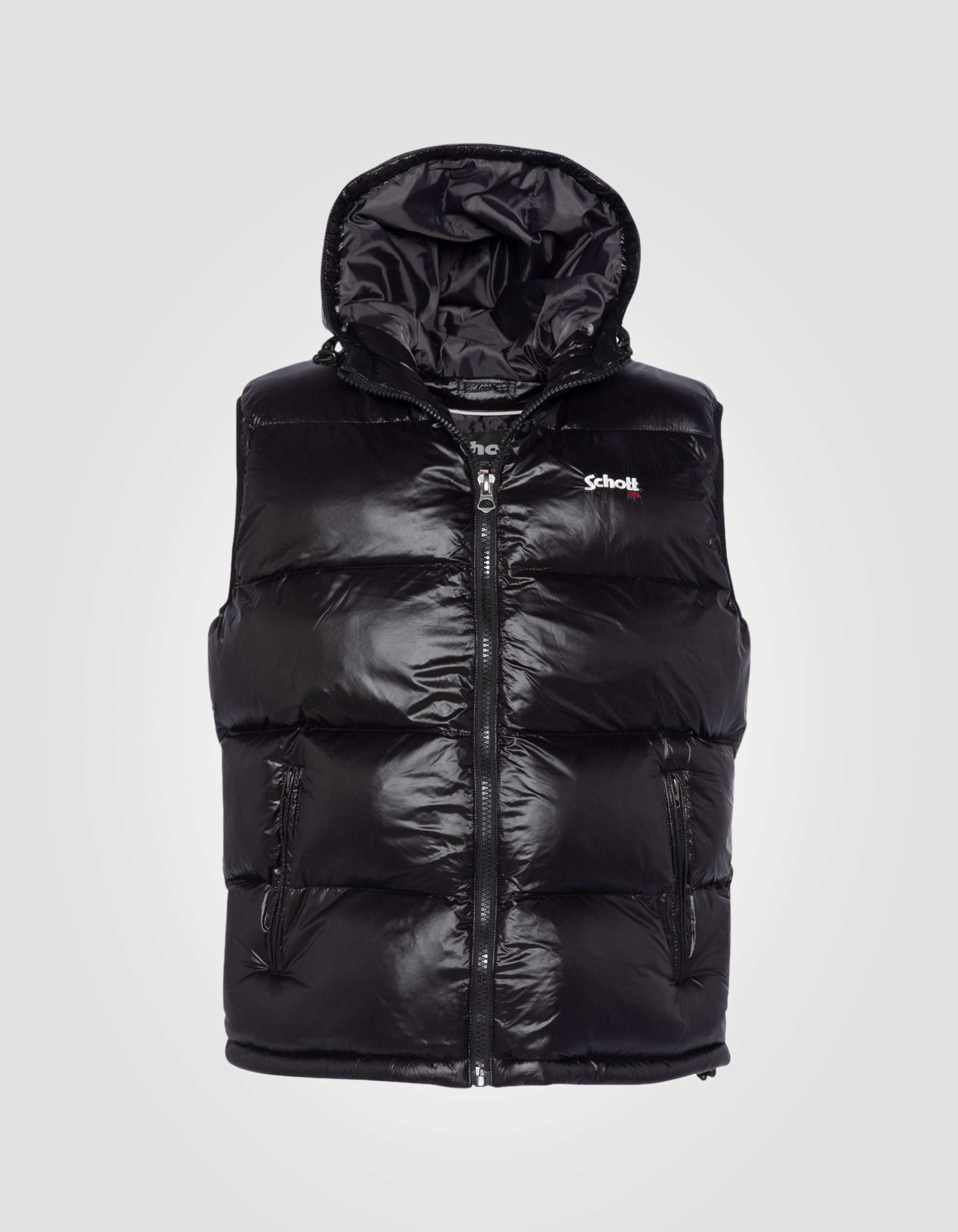 Shiny sleeveless hooded puffer jacket-2