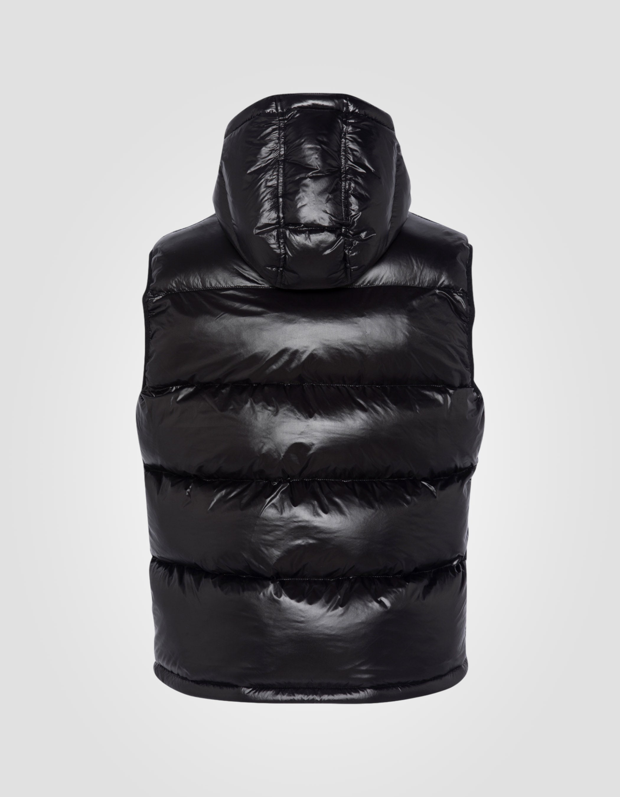 Shiny sleeveless hooded puffer jacket-7