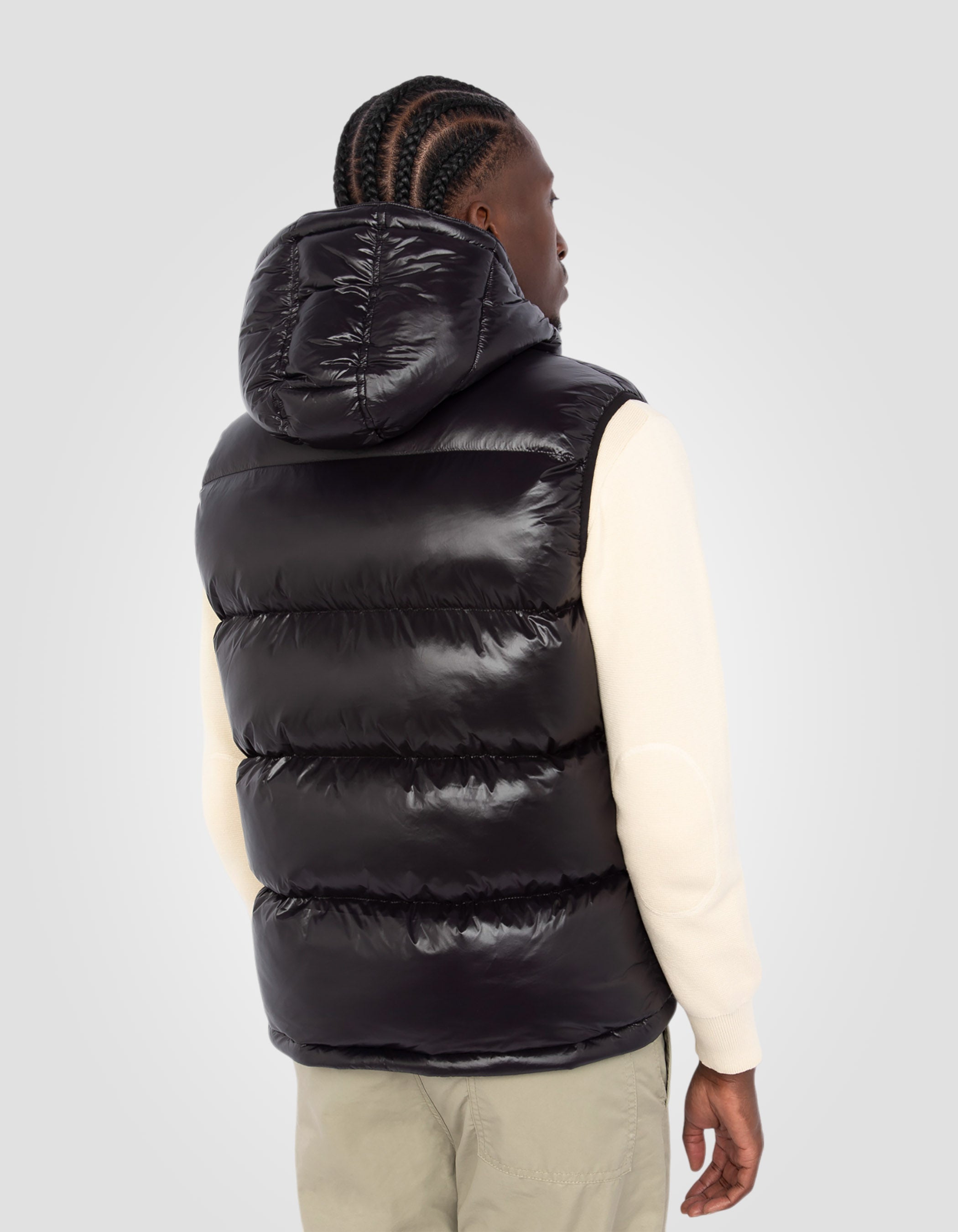 Shiny sleeveless hooded puffer jacket-6