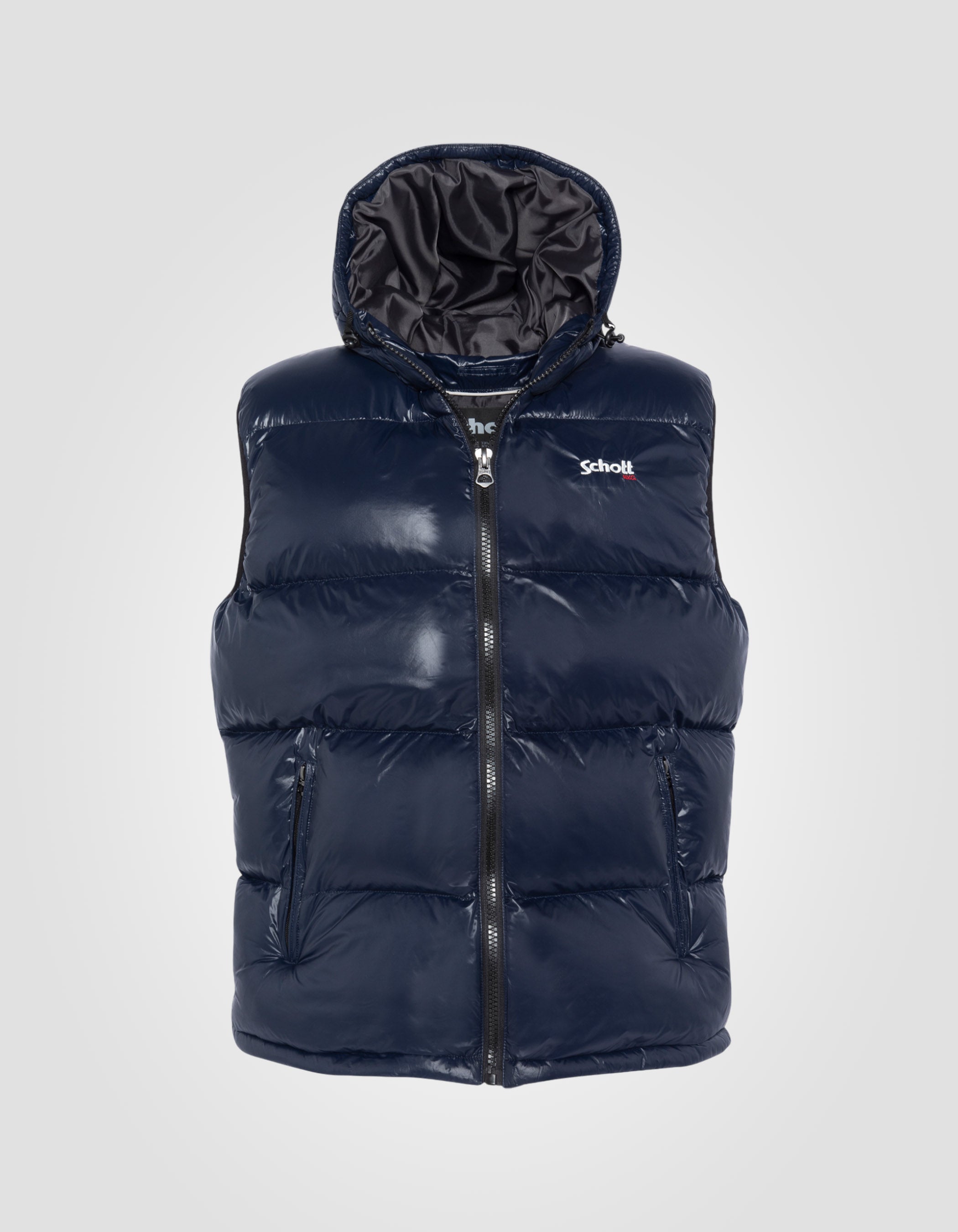 Shiny sleeveless hooded puffer jacket-2