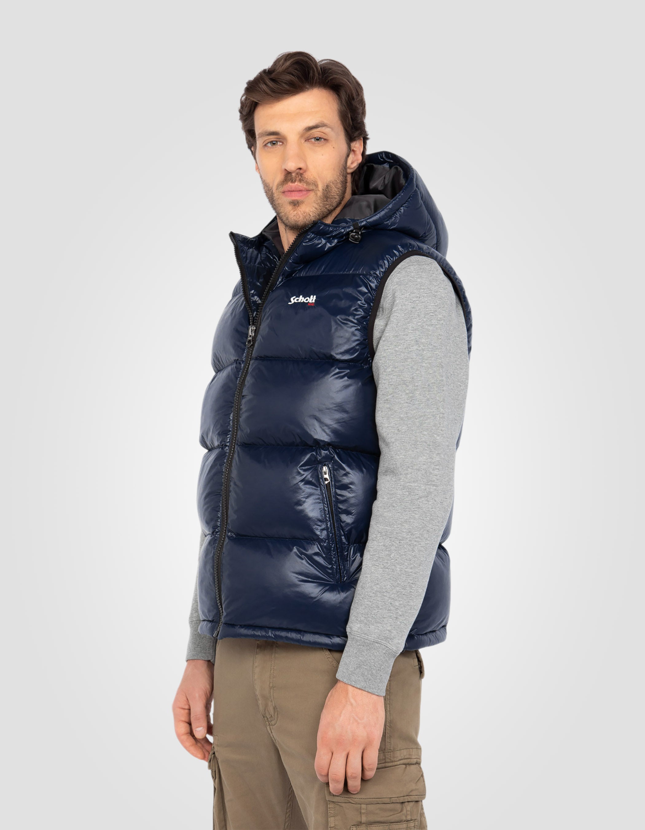 Shiny sleeveless hooded puffer jacket-4