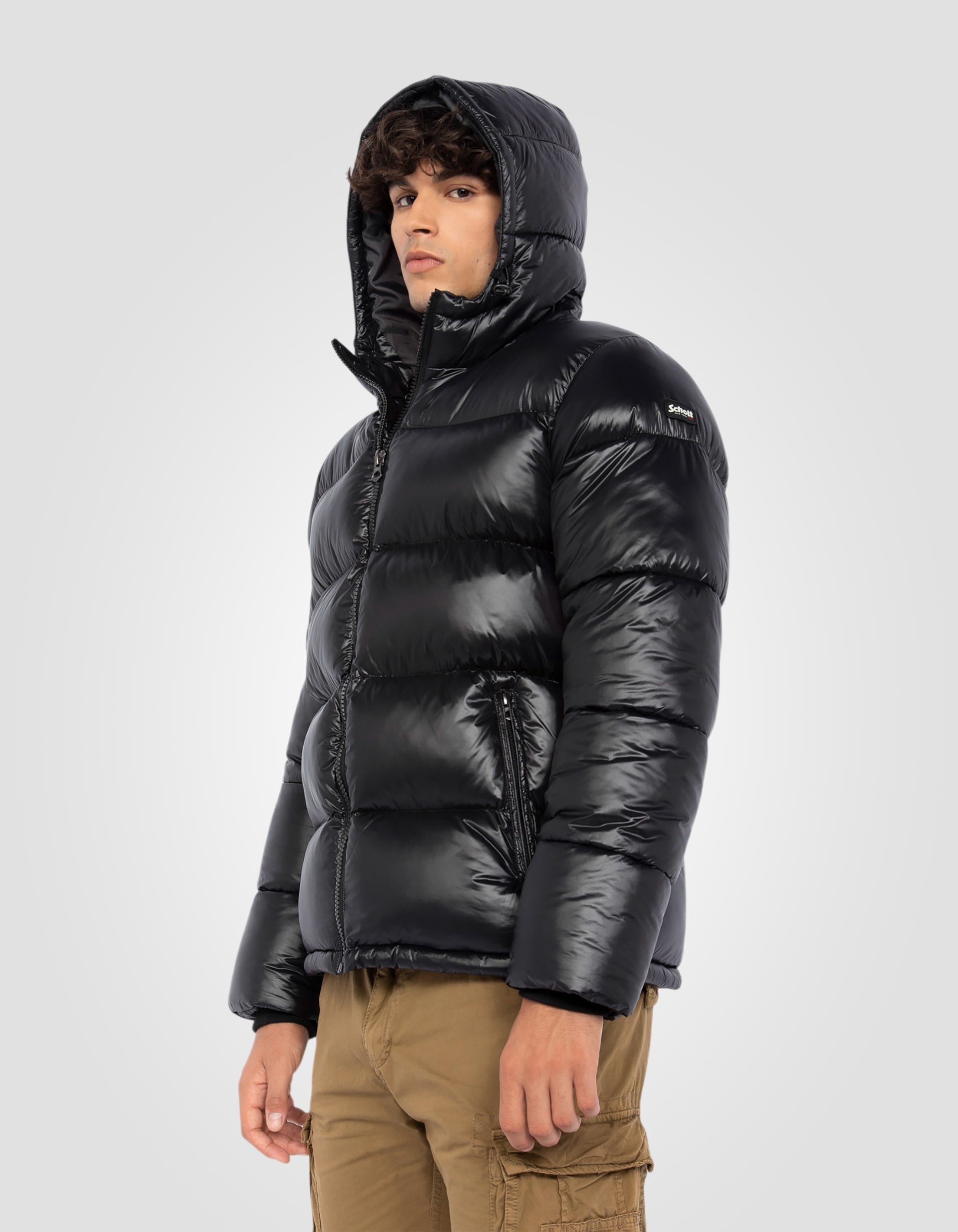 Shiny hooded puffer jacket-4