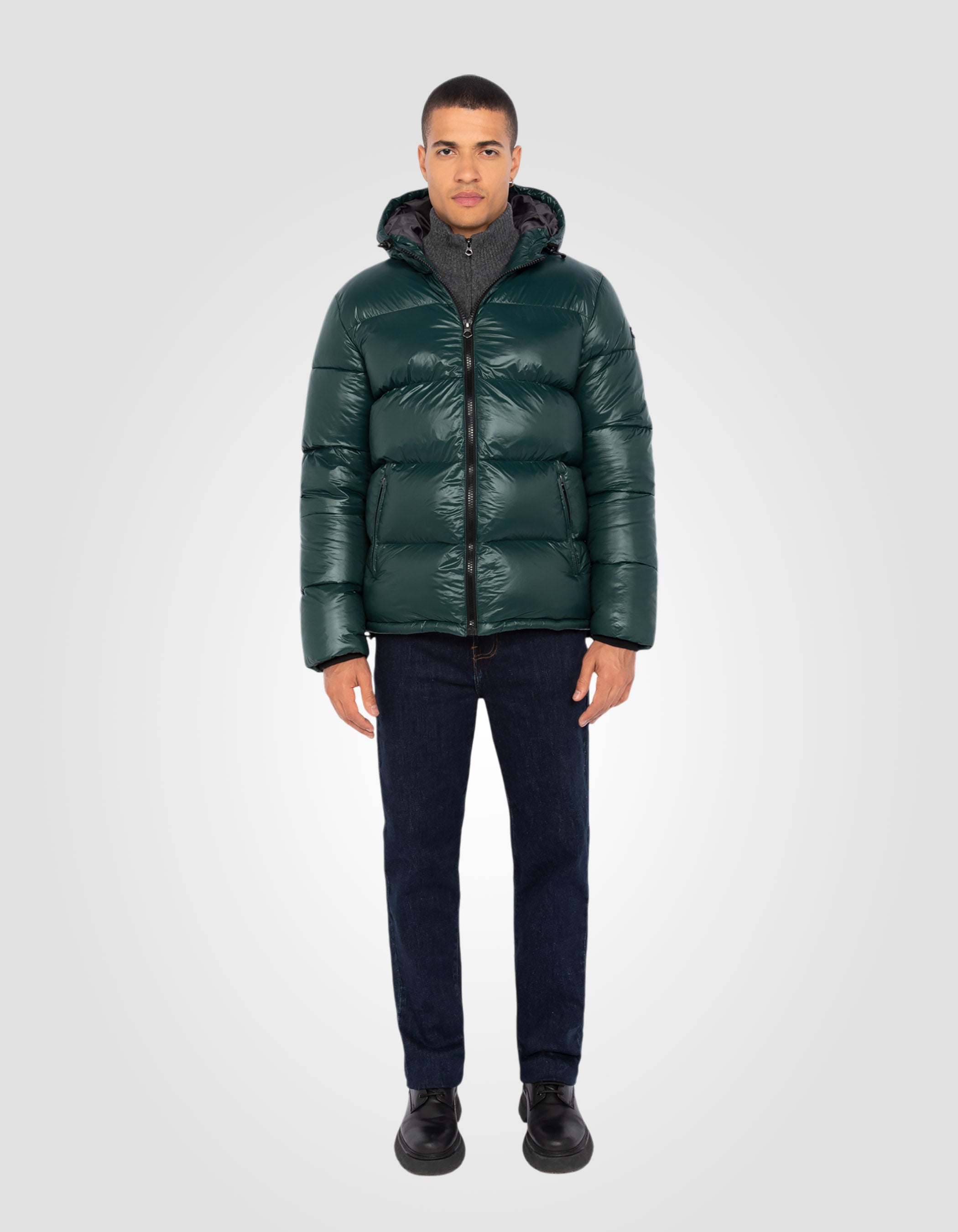 Shiny hooded puffer jacket-1