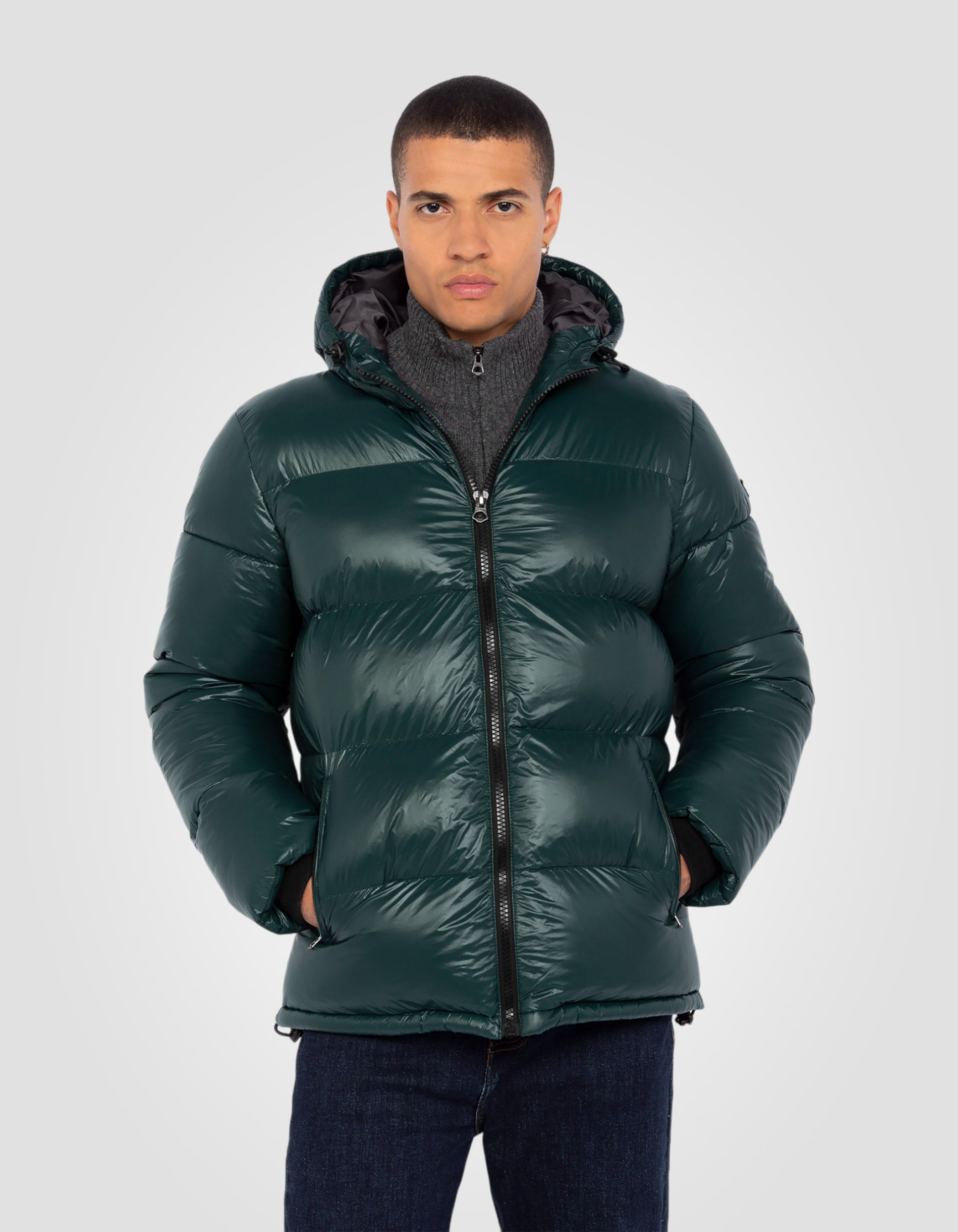 Shiny hooded puffer jacket-4