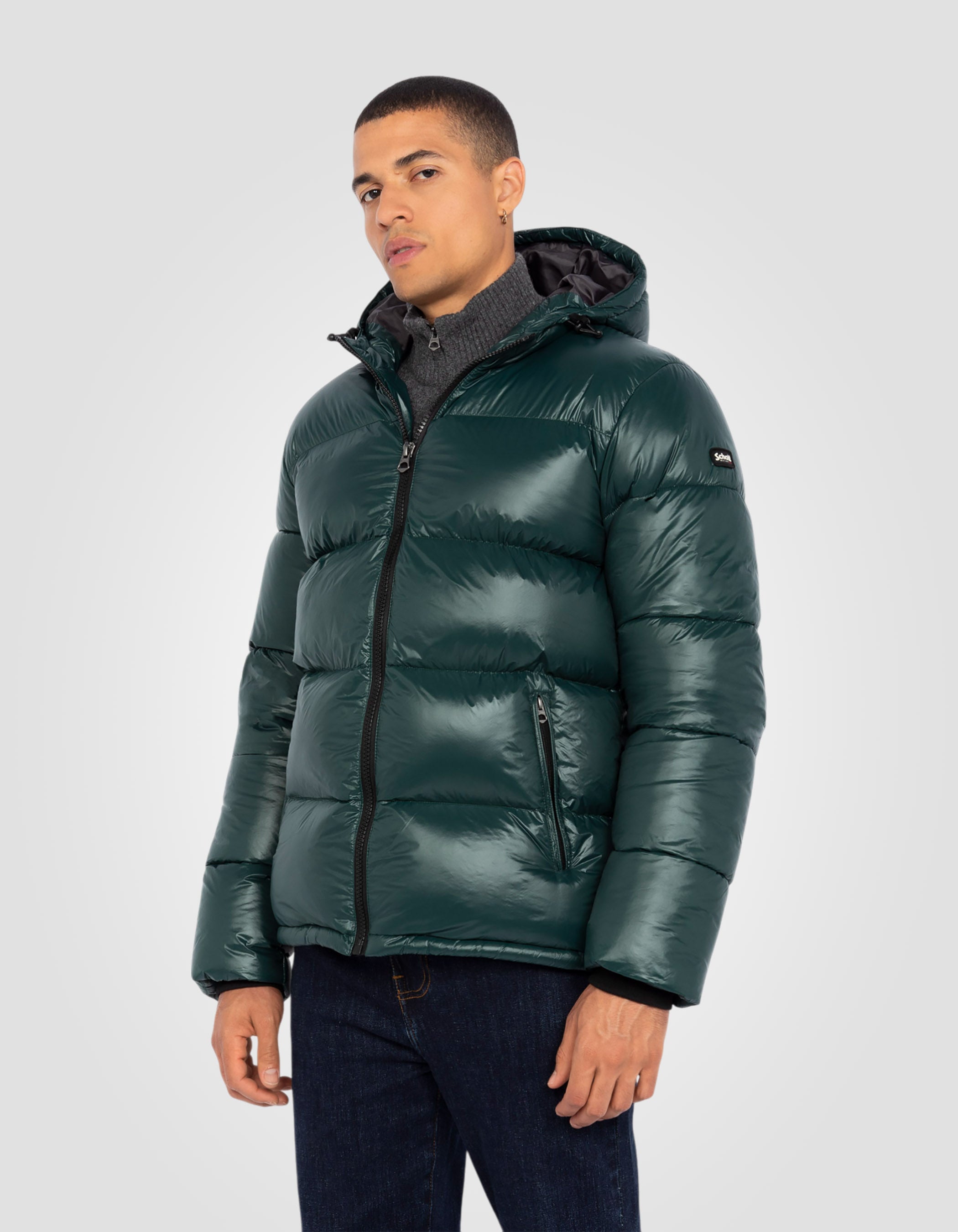 Shiny hooded puffer jacket-3