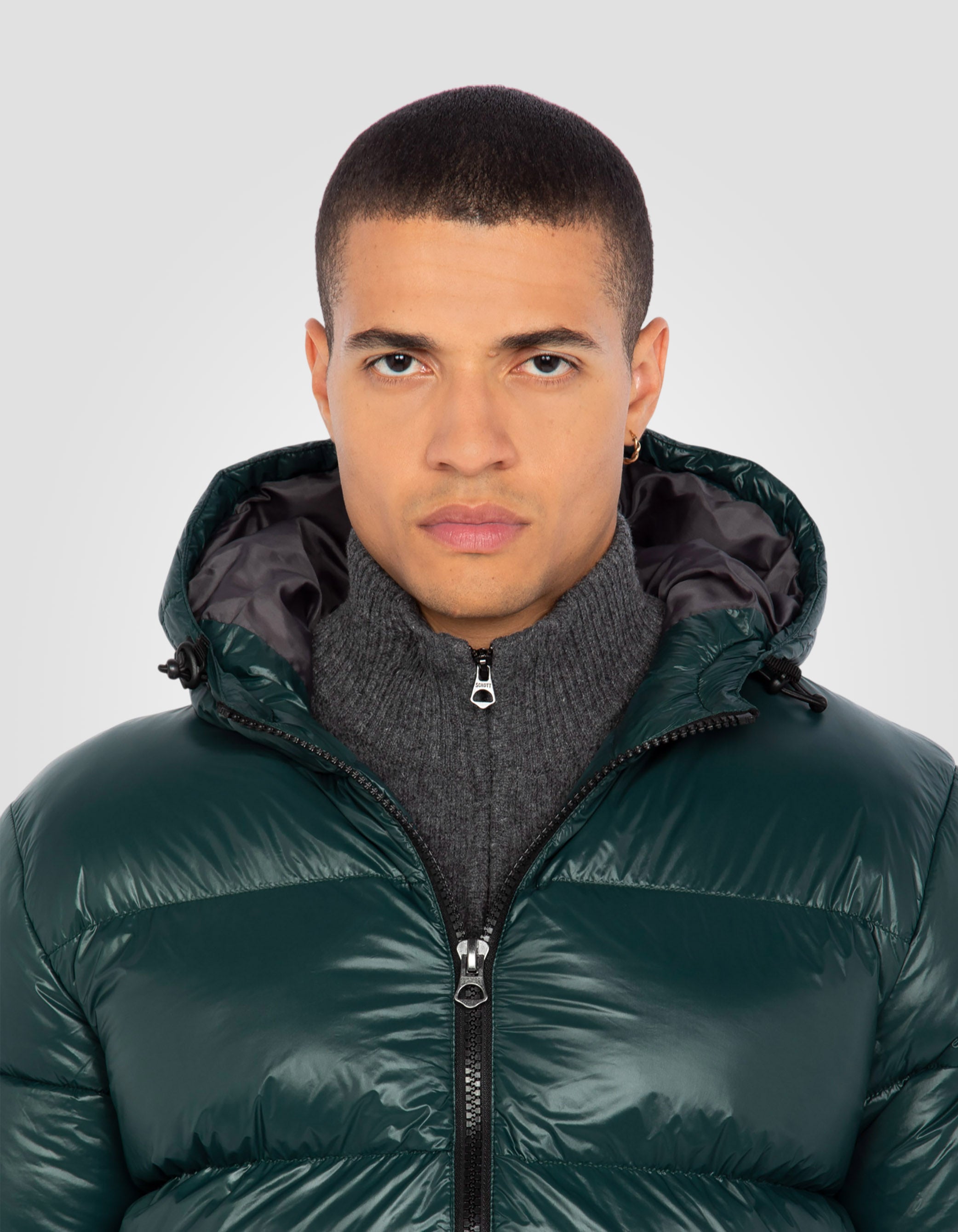 Shiny hooded puffer jacket-5