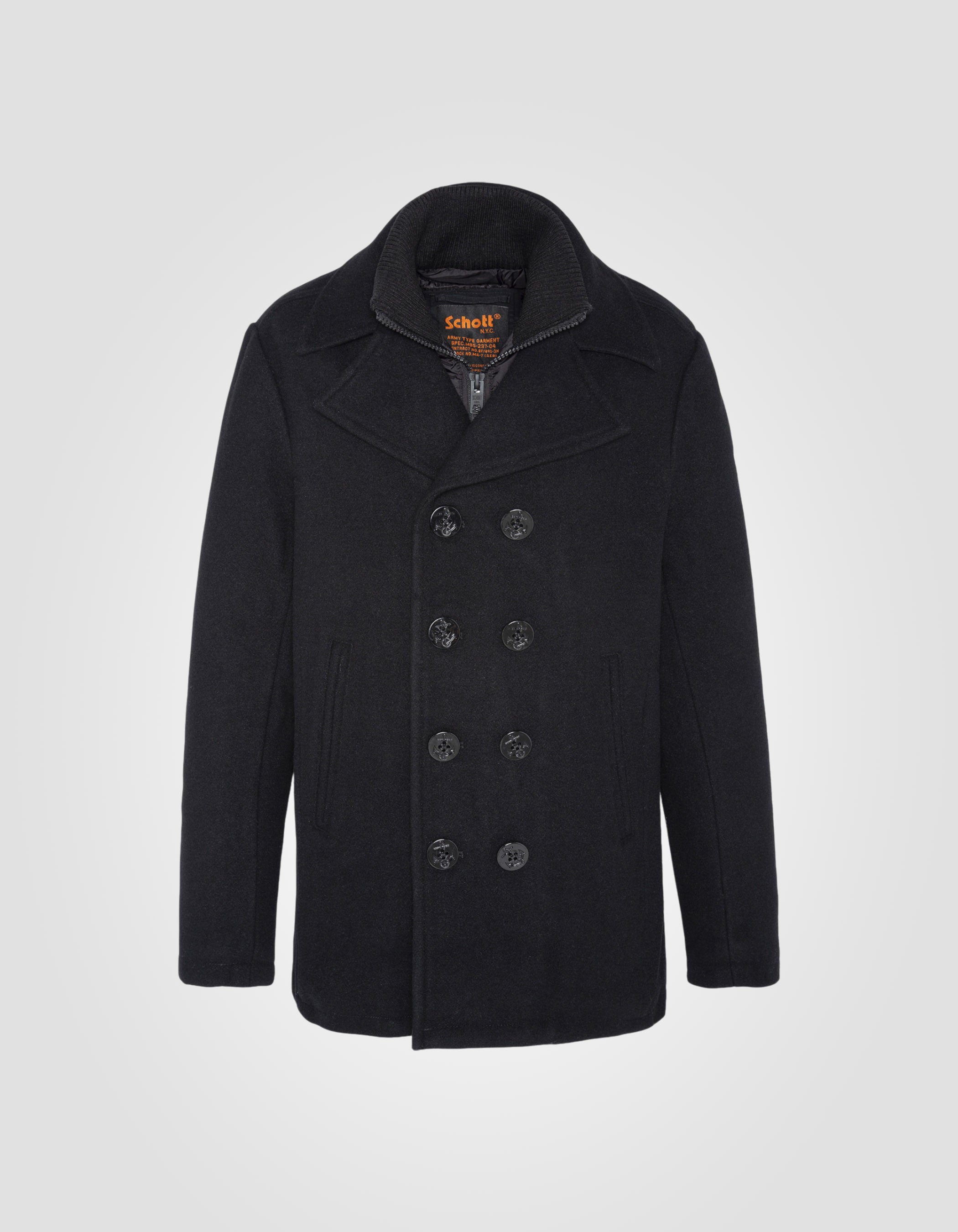 Wool blend peacoat with removable placket-1