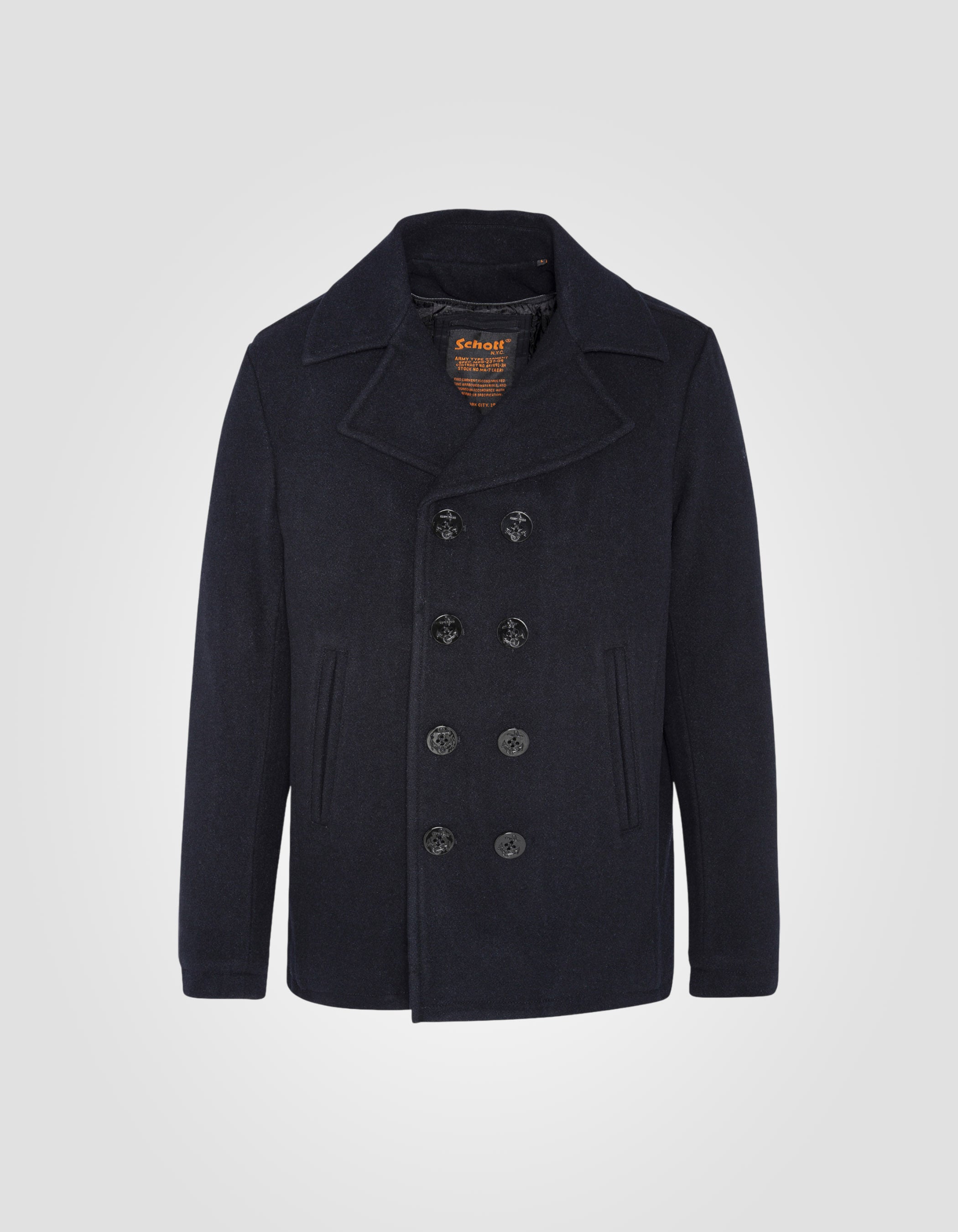 Wool blend peacoat with removable placket-8