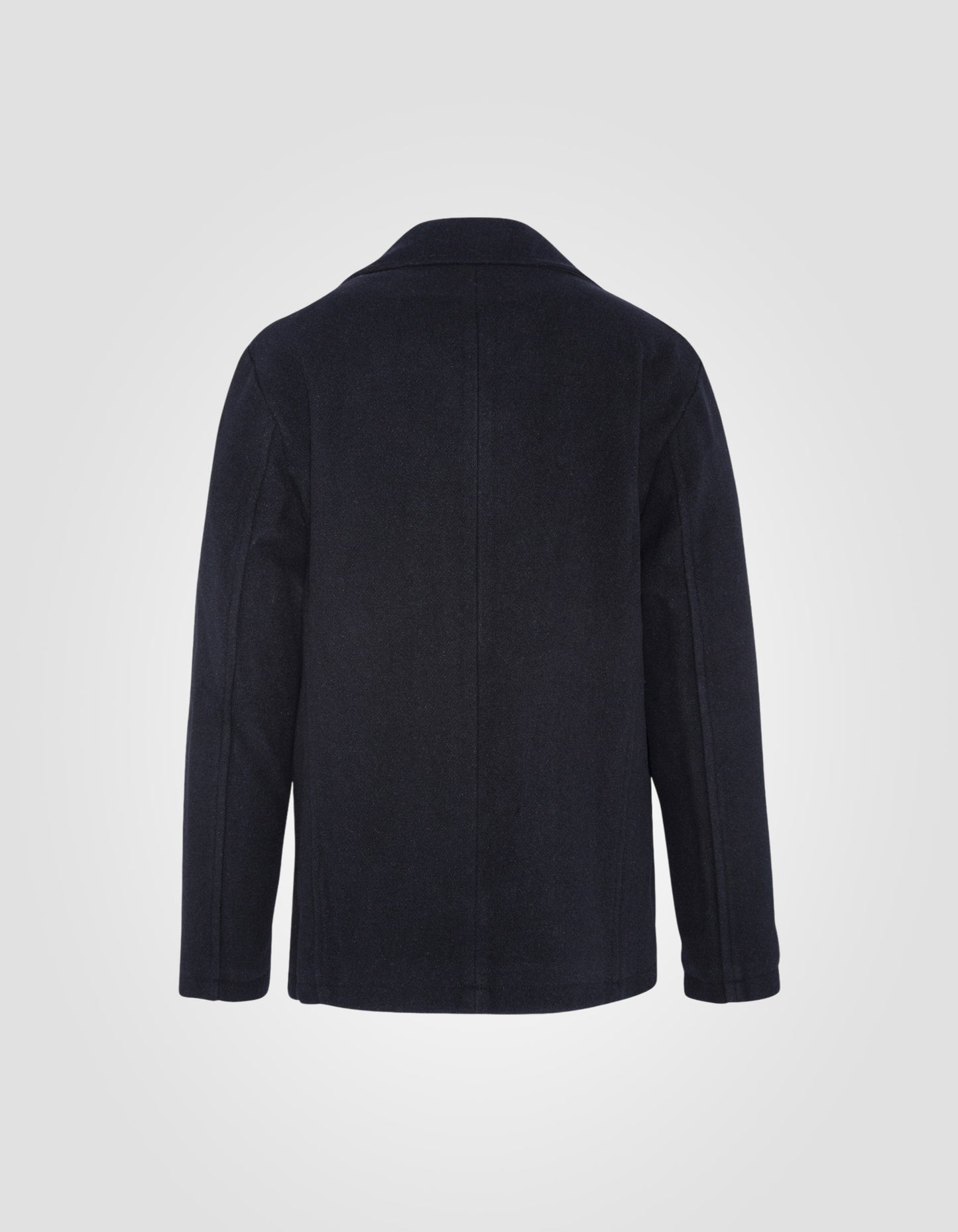 Wool blend peacoat with removable placket