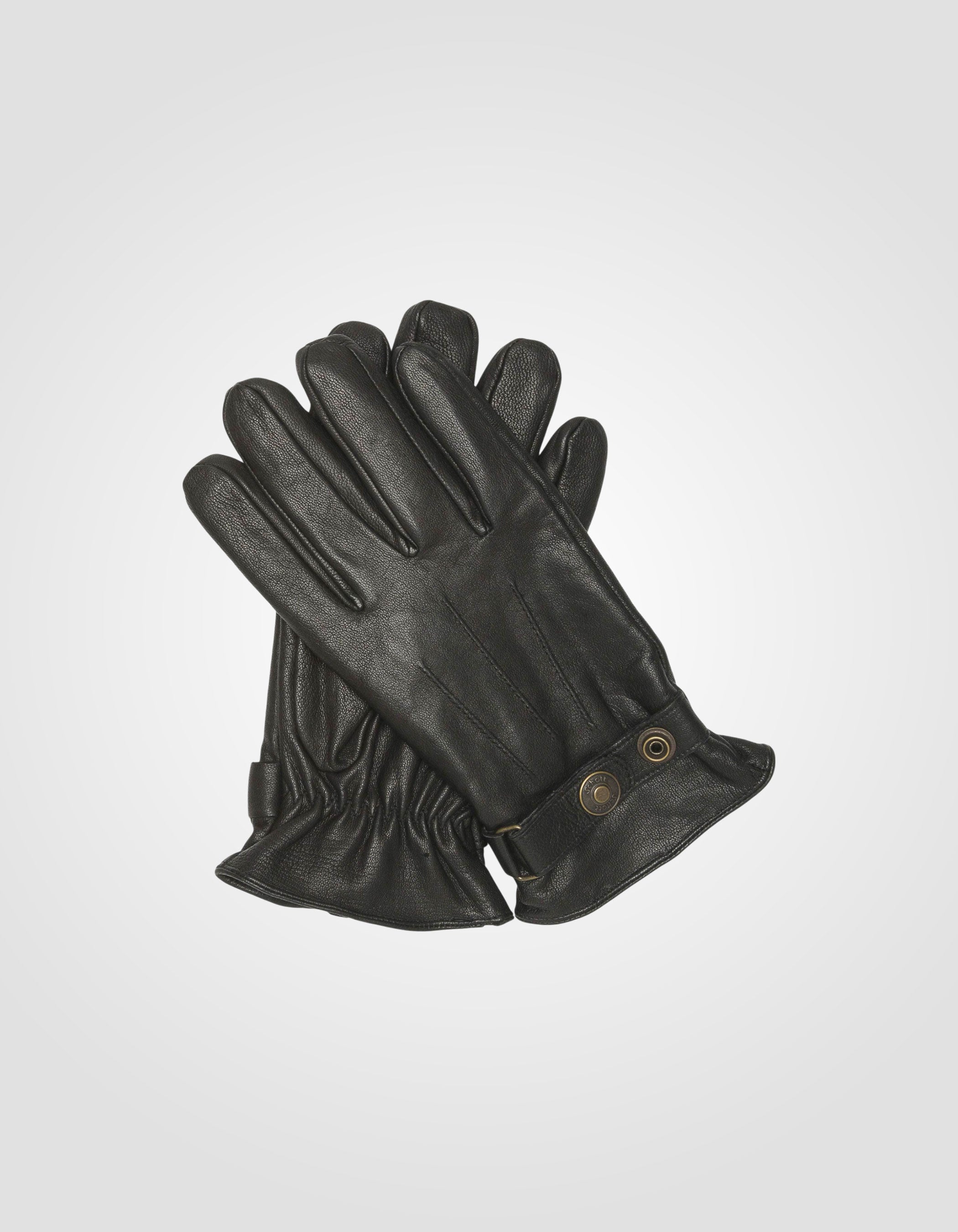 Snap fastener gloves, goat leather-1