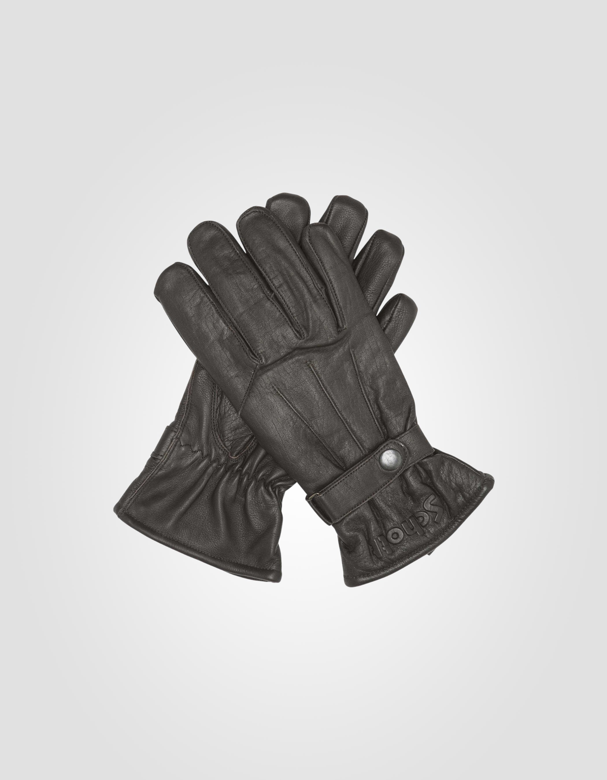 Snap fastener gloves, buffalo leather-1