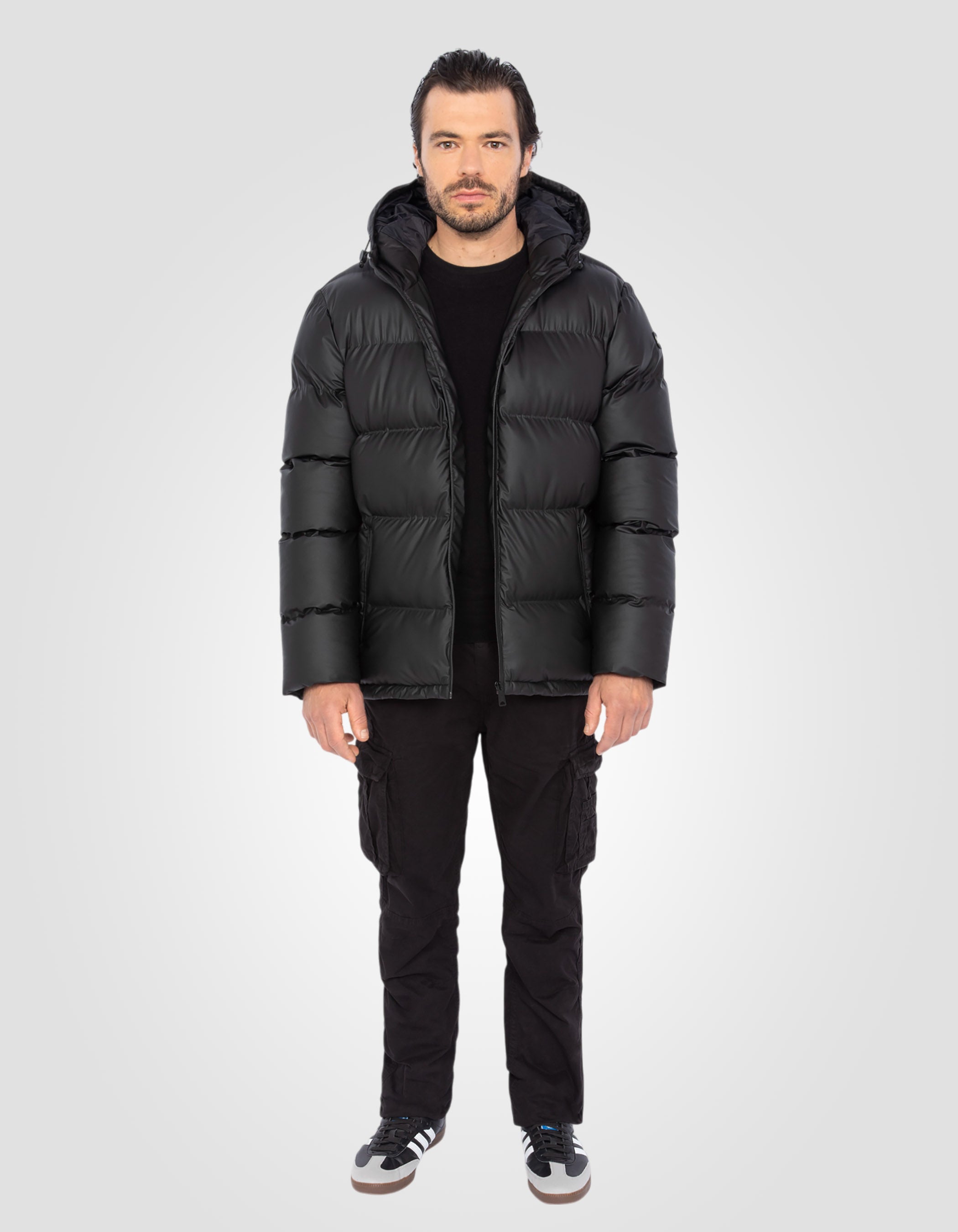 Hooded rubber puffer jacket-1