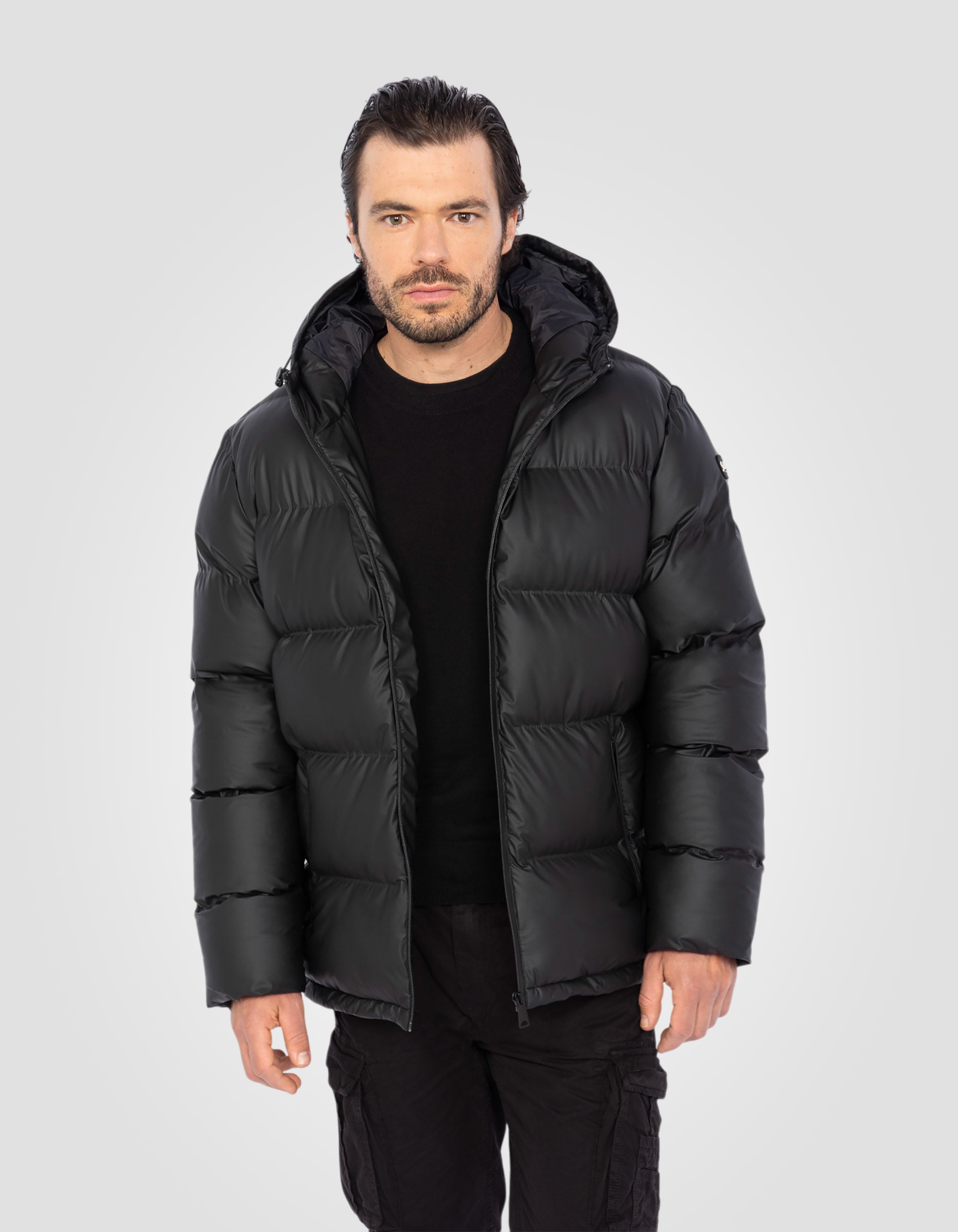 Hooded rubber puffer jacket-3