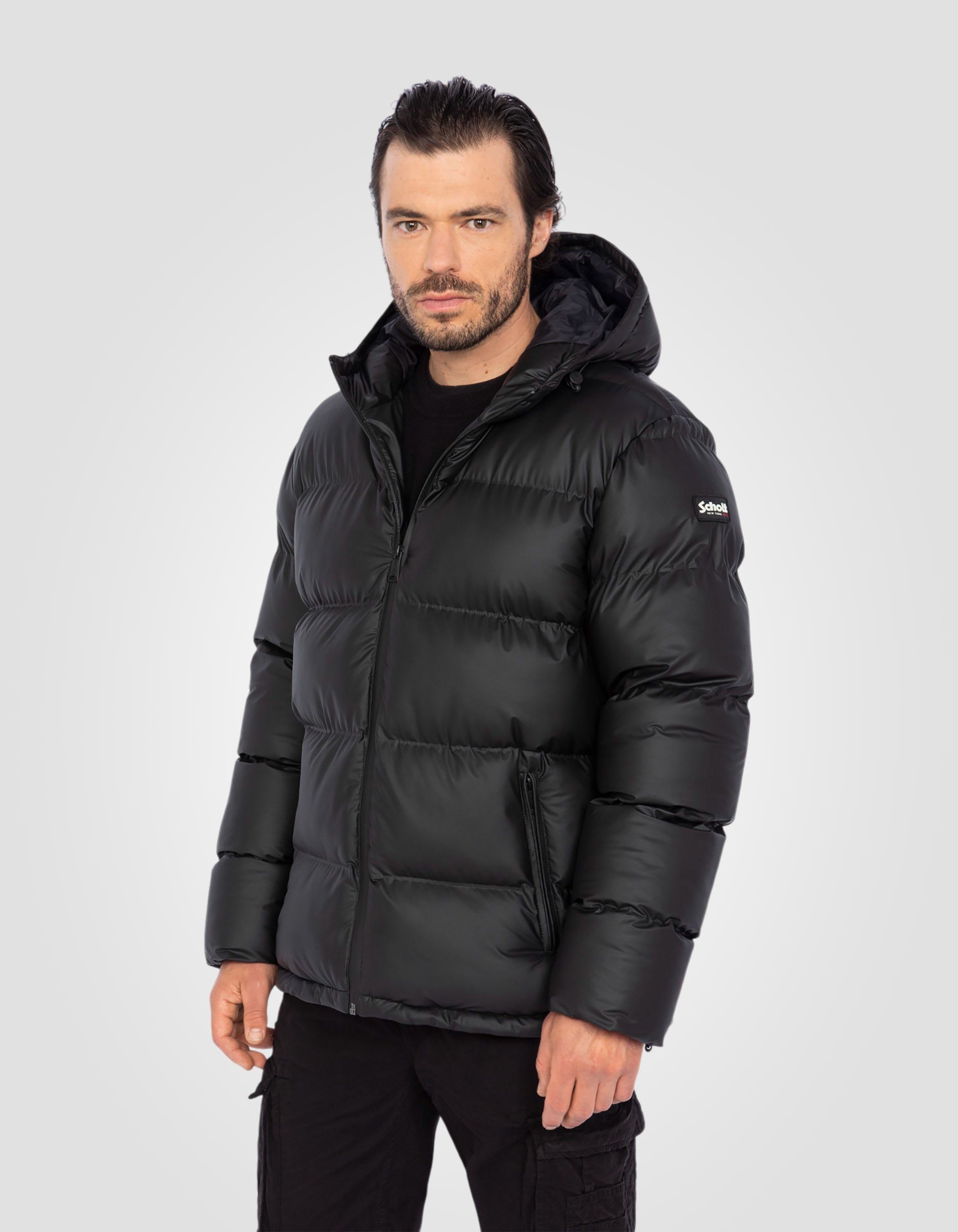 Hooded rubber puffer jacket-4